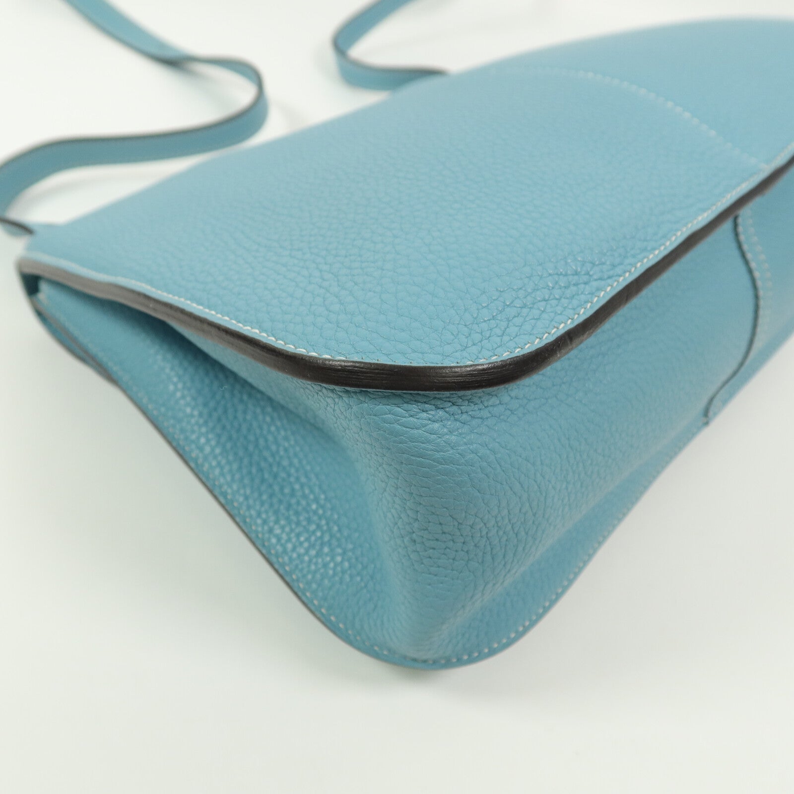 HERMES Clemence皮革Halzan 31手挽肩背兩用袋Blue Atoll