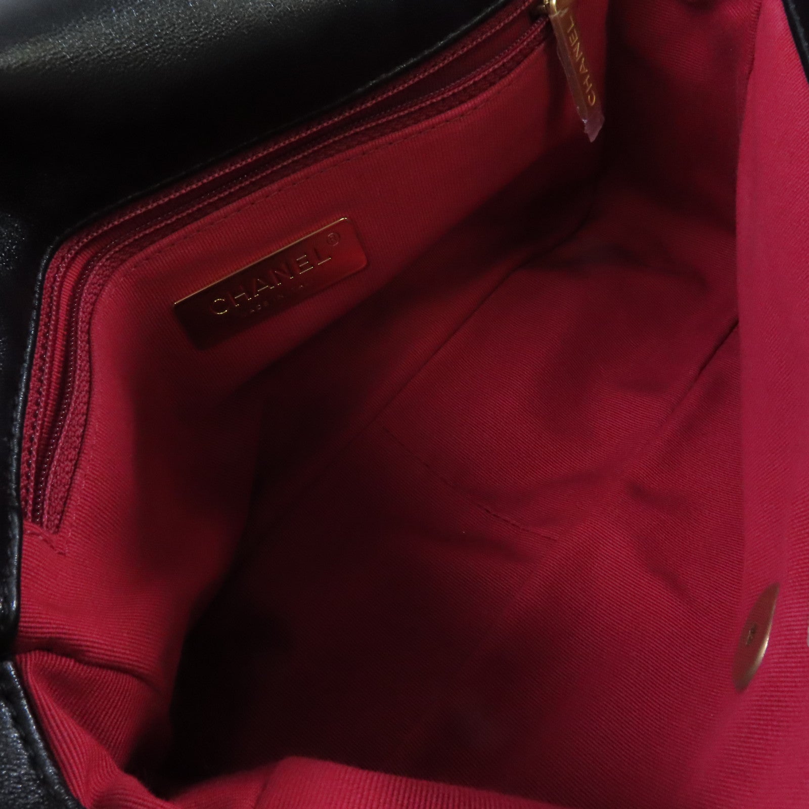 CHANEL 菱格羊皮皮革Chanel 19 2Way Shoulder Bag金扣鏈帶手挽肩背兩用袋黑色