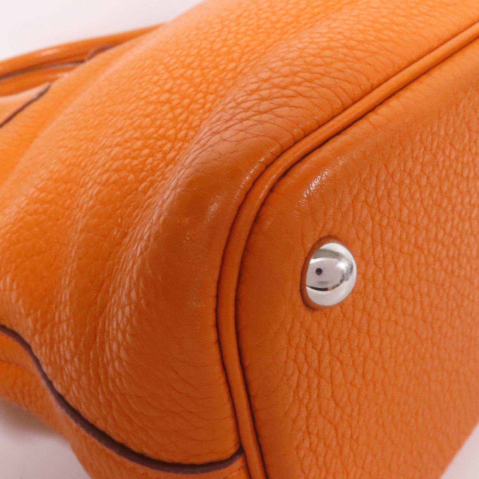 HERMES Clemence皮革Bolide 31銀扣手挽肩背兩用袋Orange