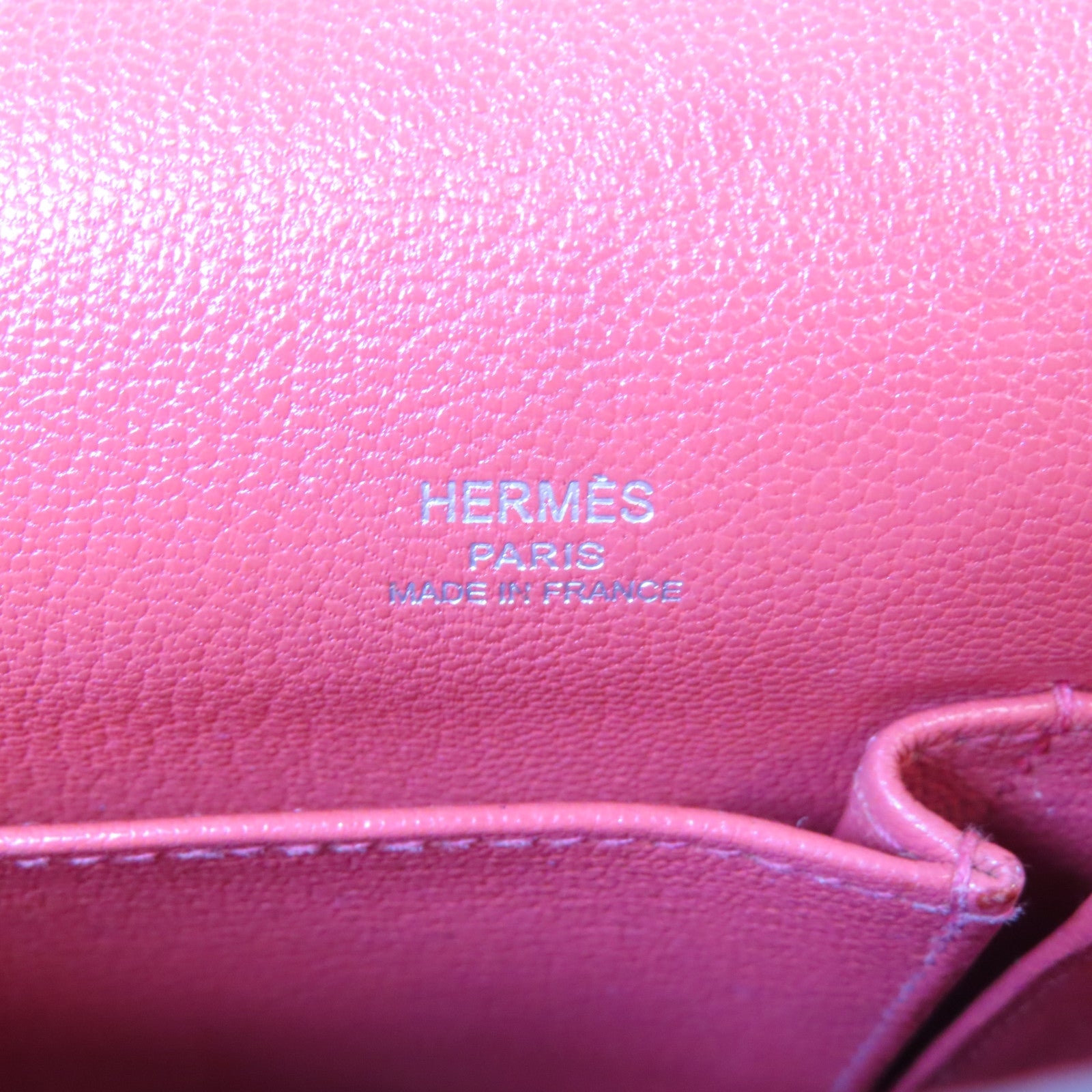 HERMES 【激減優惠】Clemence皮革Jypsiere 28銀扣肩背袋Bougainvillea/杜鵑紅色