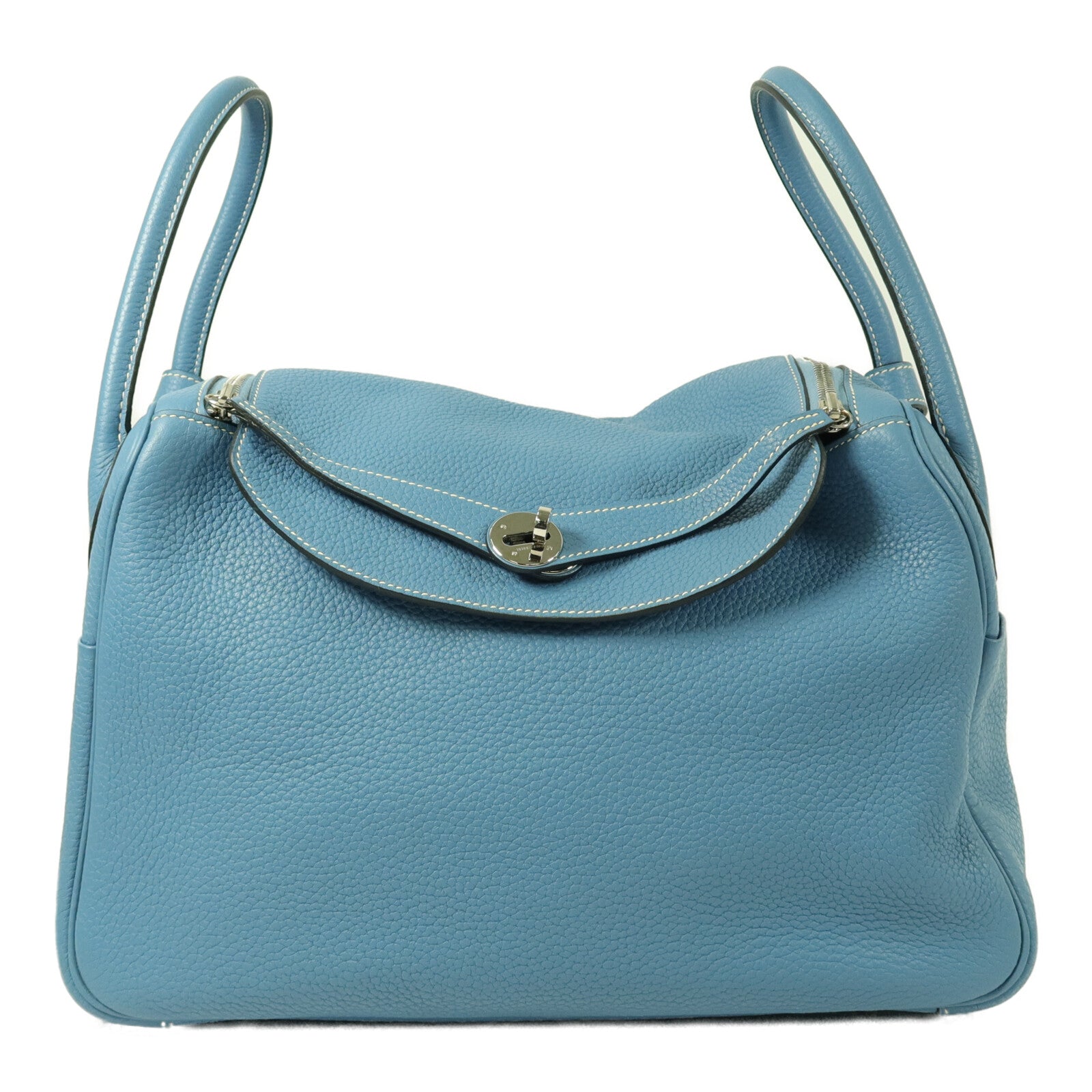 HERMES Clemence皮革Lindy 34手挽肩背兩用袋Blue Jeans