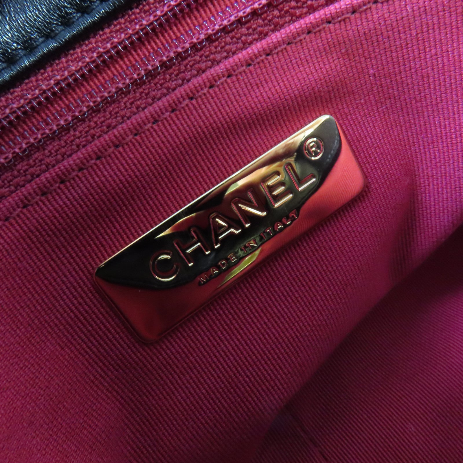 CHANEL 菱格羊皮皮革Chanel 19 2Way Shoulder Bag金扣鏈帶手挽肩背兩用袋黑色