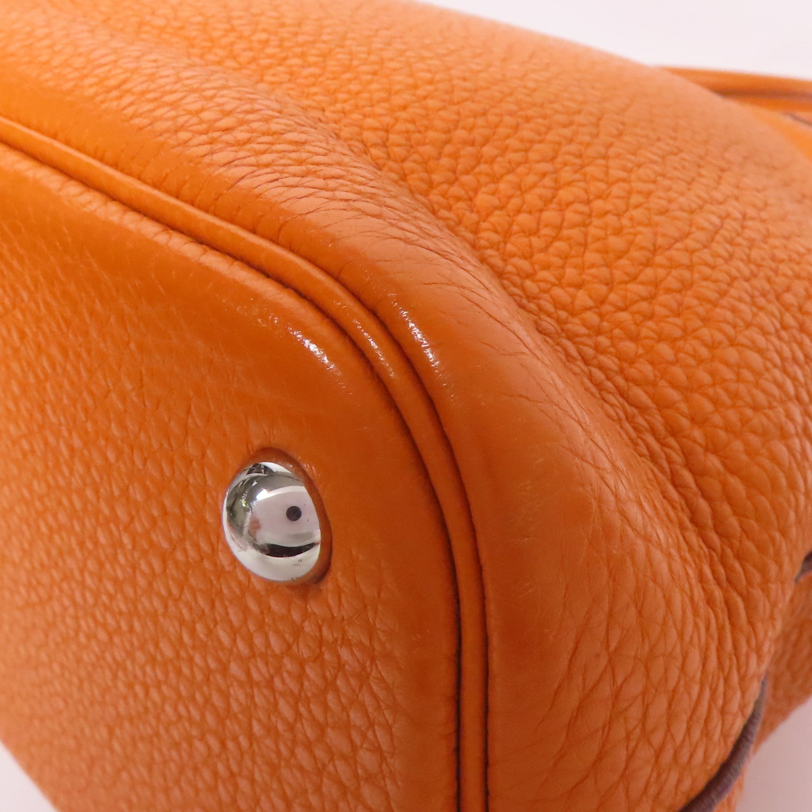 HERMES Clemence皮革Bolide 31銀扣手挽肩背兩用袋Orange