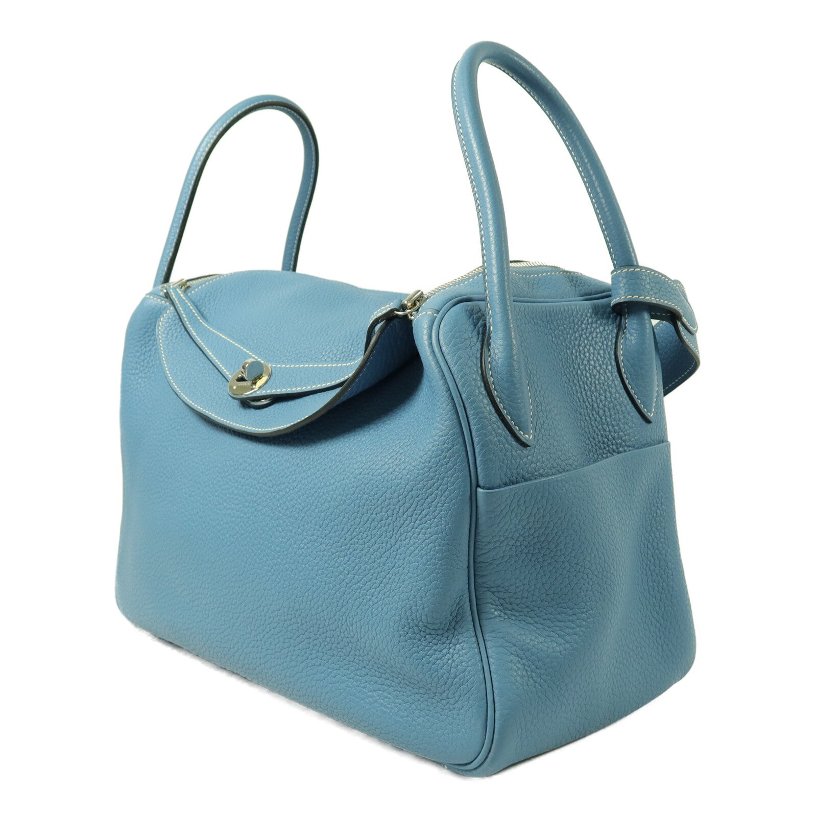 HERMES Clemence皮革Lindy 34手挽肩背兩用袋Blue Jeans