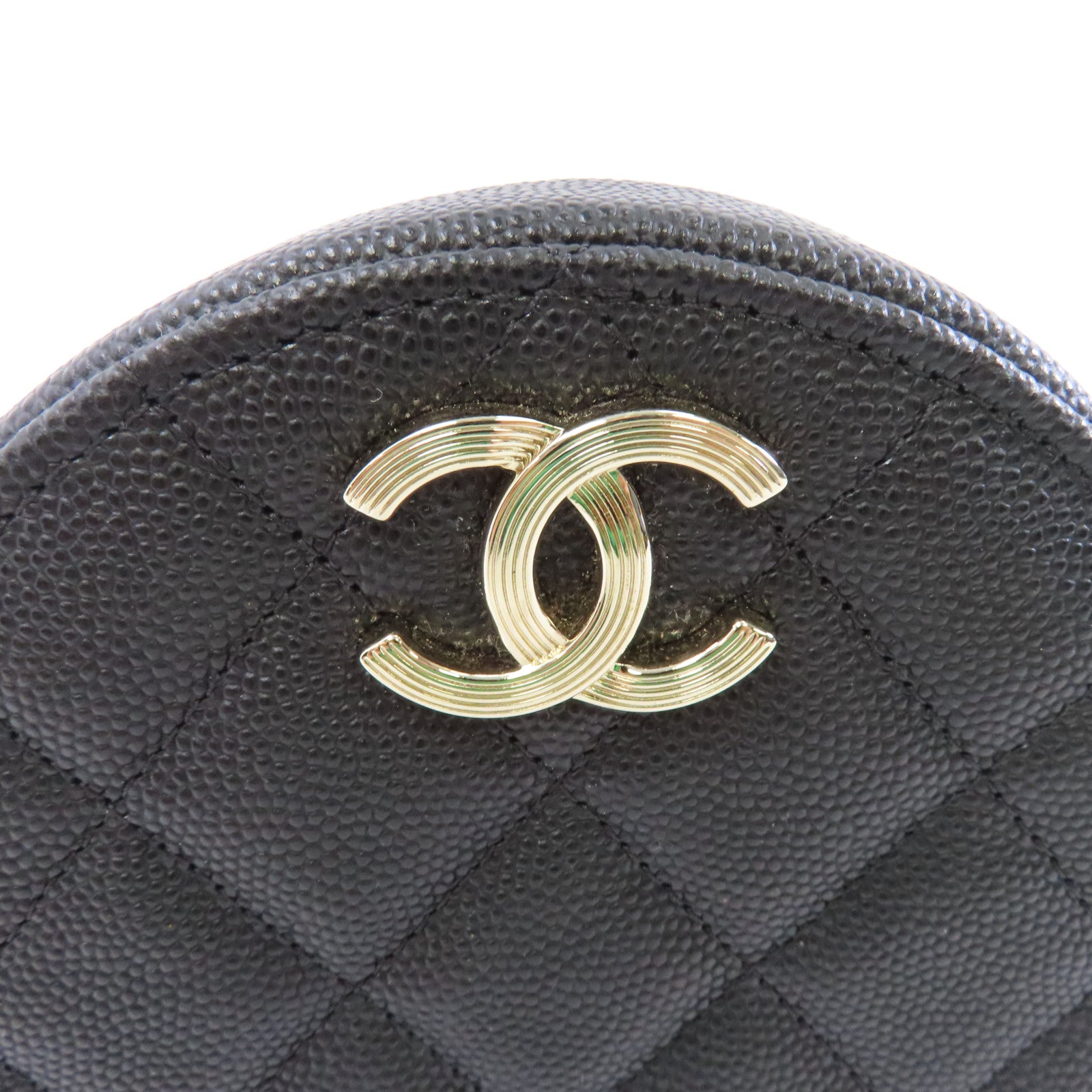 CHANEL 菱格Caviar皮革Chain Shoulder金扣鏈帶肩背袋黑色