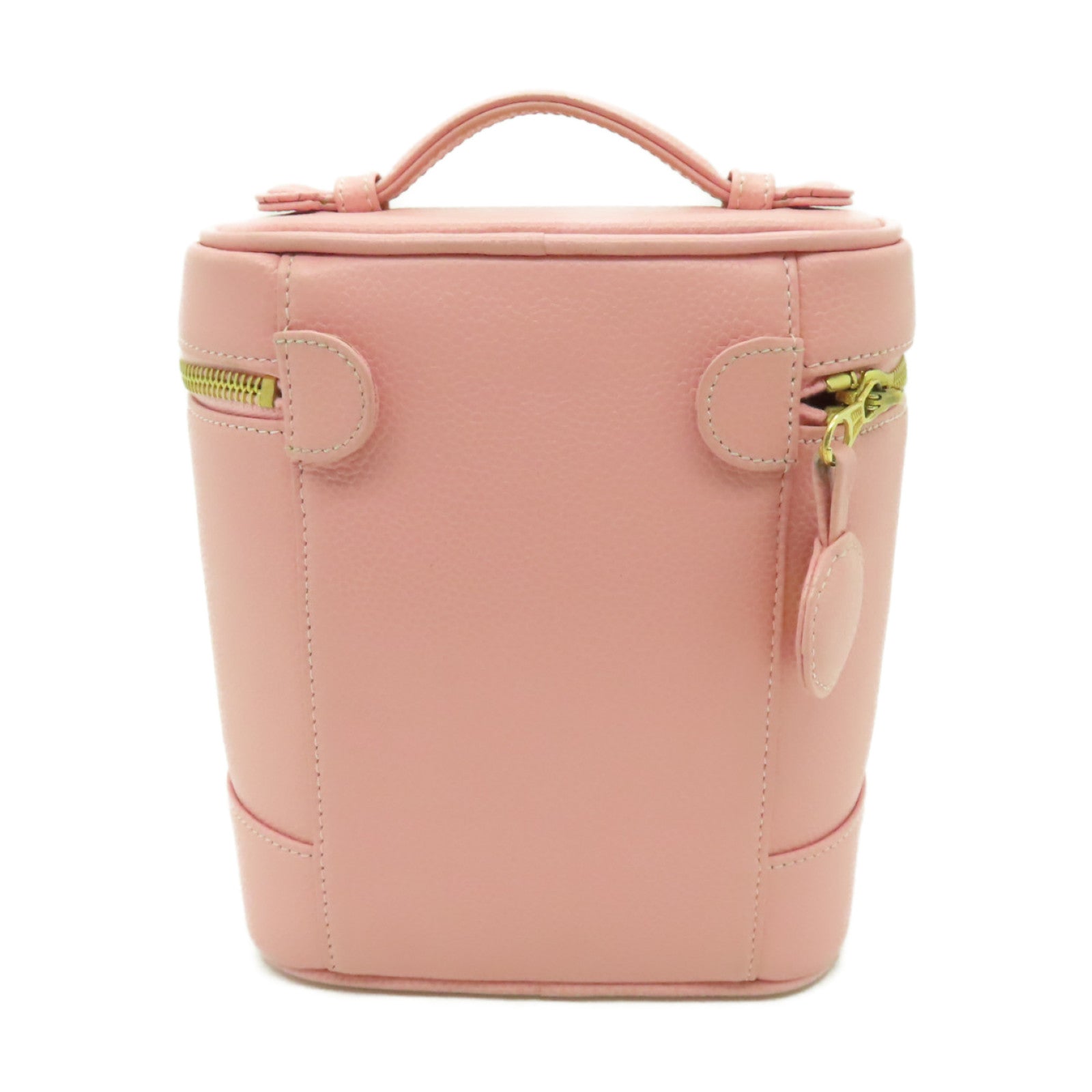 CHANEL 【清倉大減價】Caviar皮革Vanity Bag銀扣手挽袋粉紅色