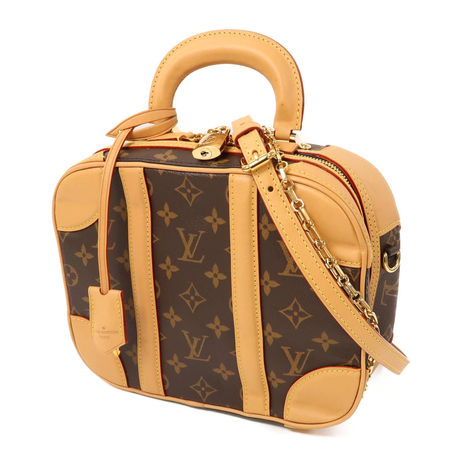 LOUIS VUITTON Monogram Valisette PM金扣手挽肩背兩用袋啡色