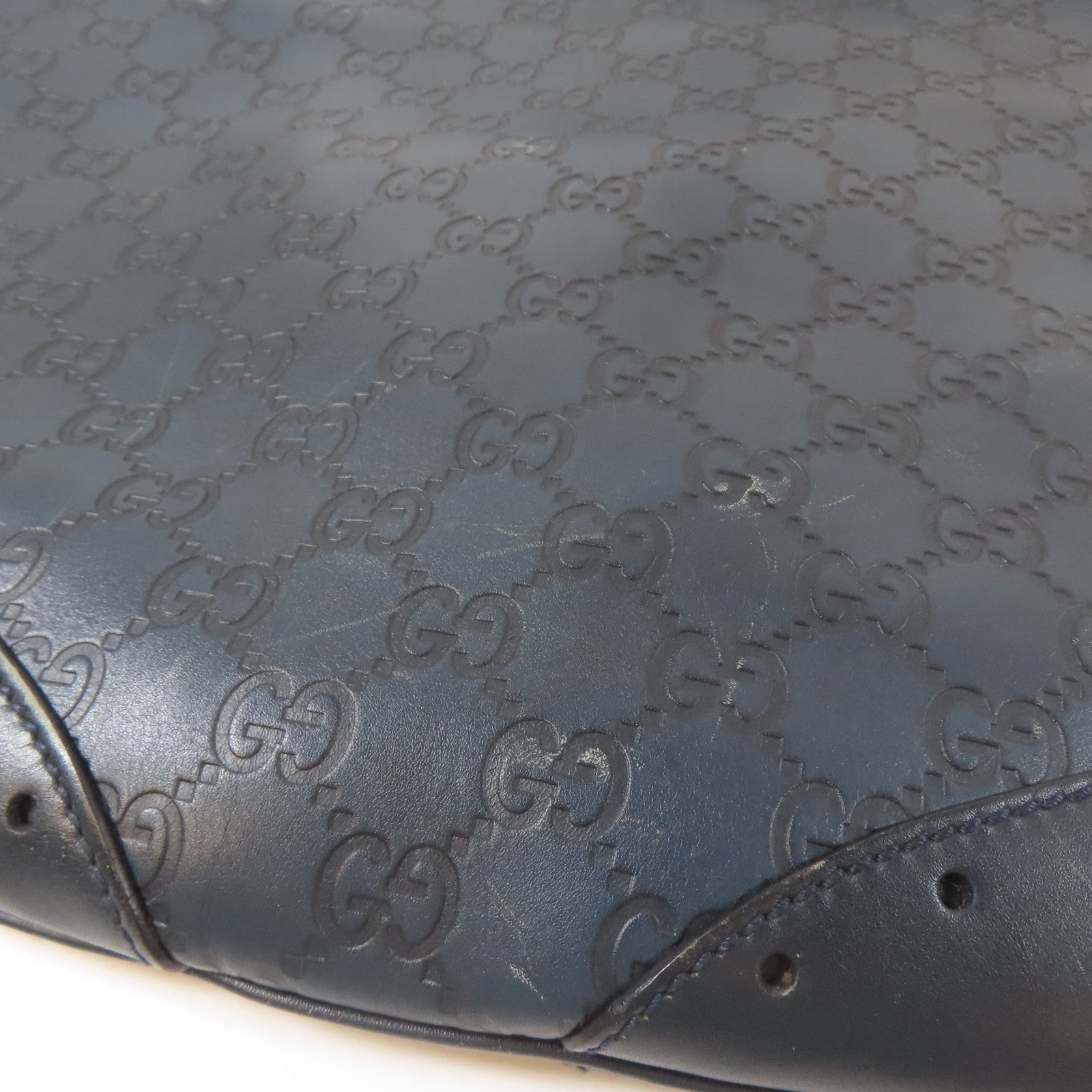 GUCCI 牛皮皮革Shoulder Bag金扣肩背袋深藍色