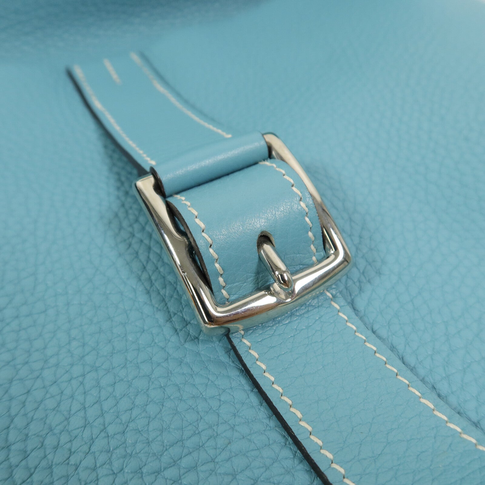 HERMES Clemence皮革Halzan 31手挽肩背兩用袋Blue Atoll