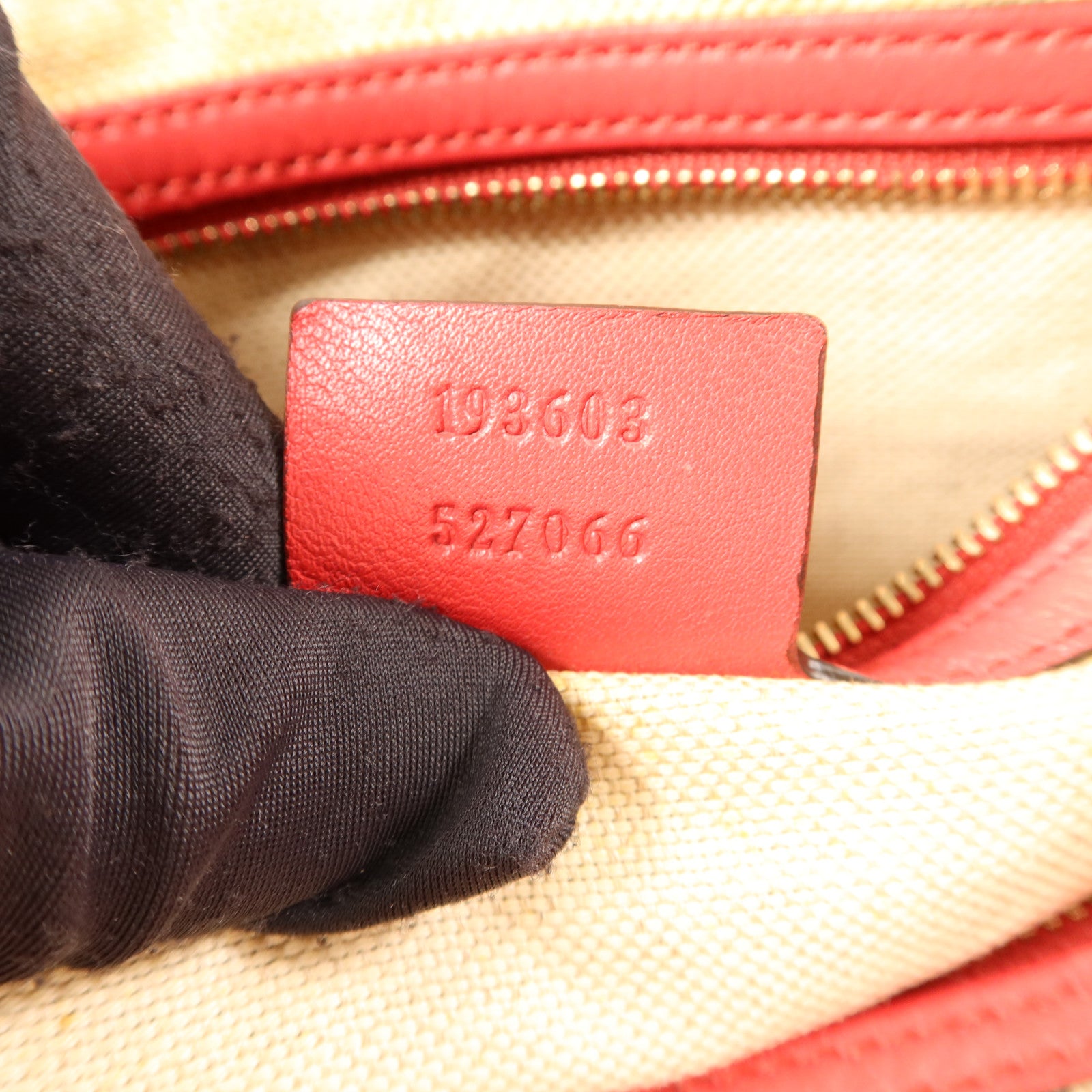 GUCCI 塗層帆布Boston Bag金扣手挽袋