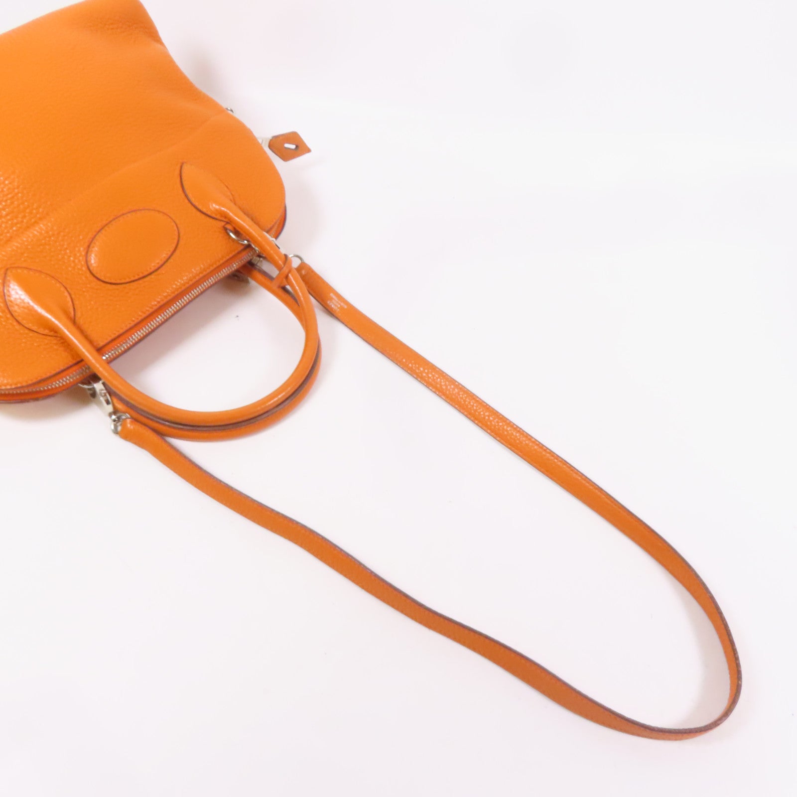 HERMES Clemence皮革Bolide 31銀扣手挽肩背兩用袋Orange