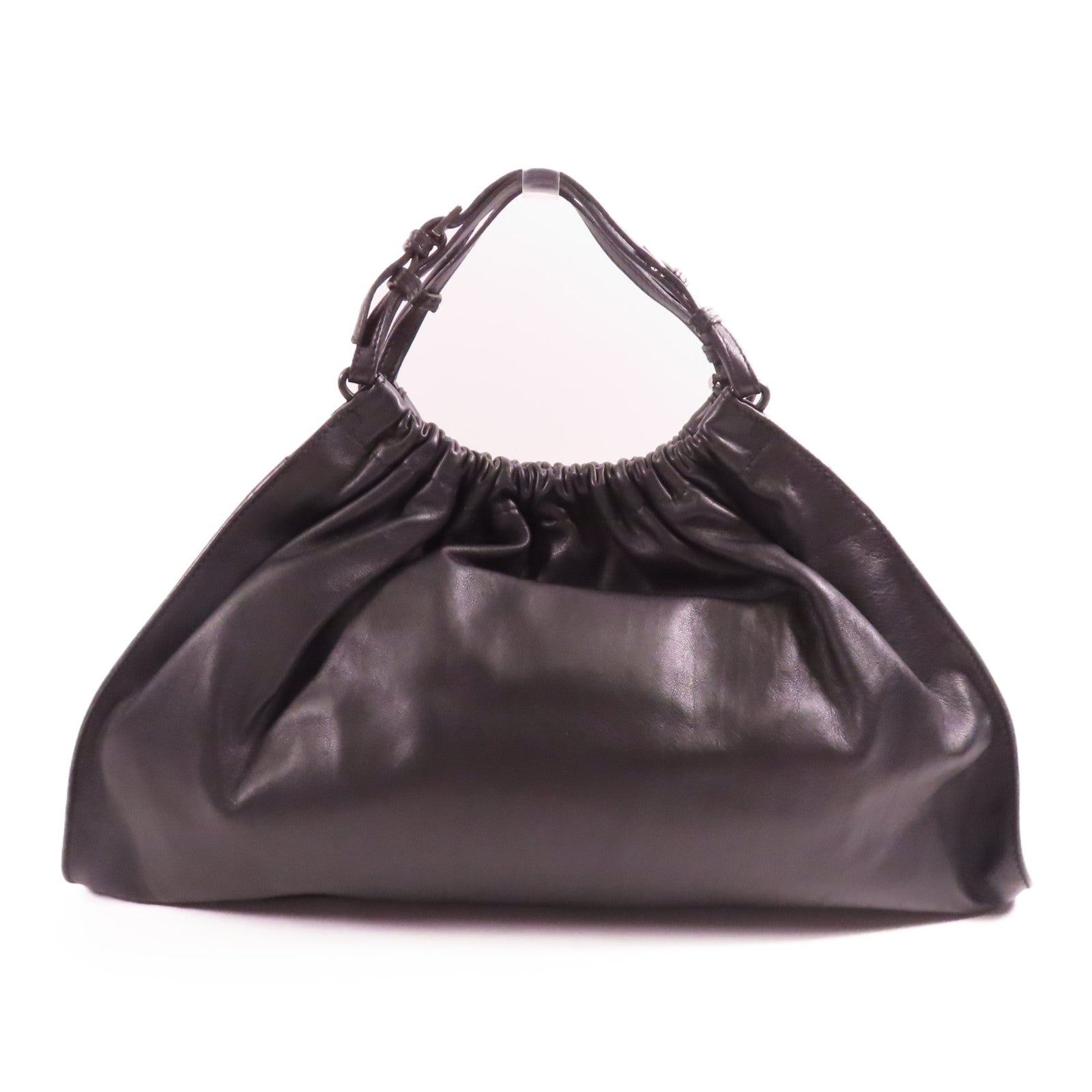 GUCCI GG SHW Hand Bag Calfskin Leather 76554 Black