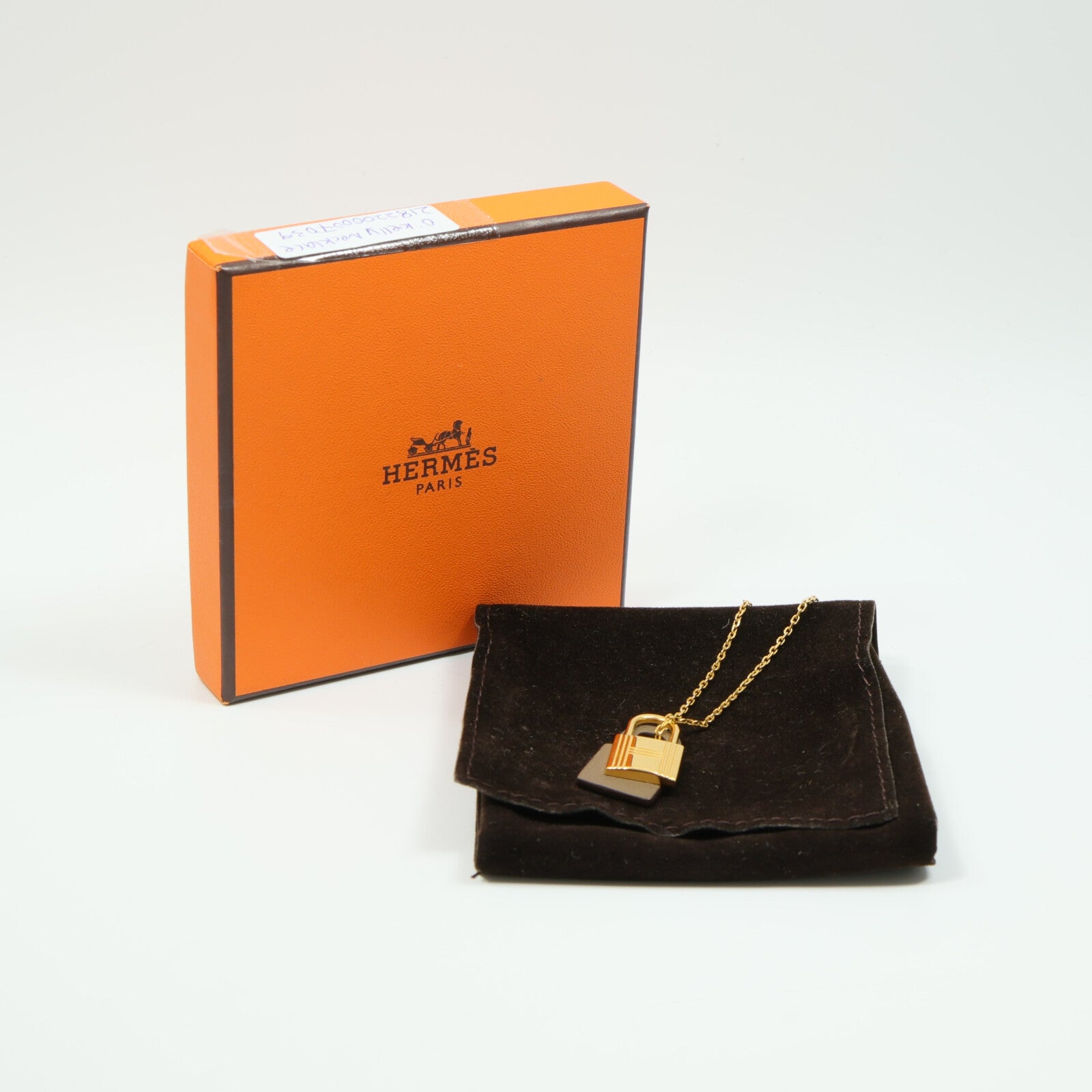 HERMES Swift皮革/金屬O'Kelly Necklace項鍊Etoupe