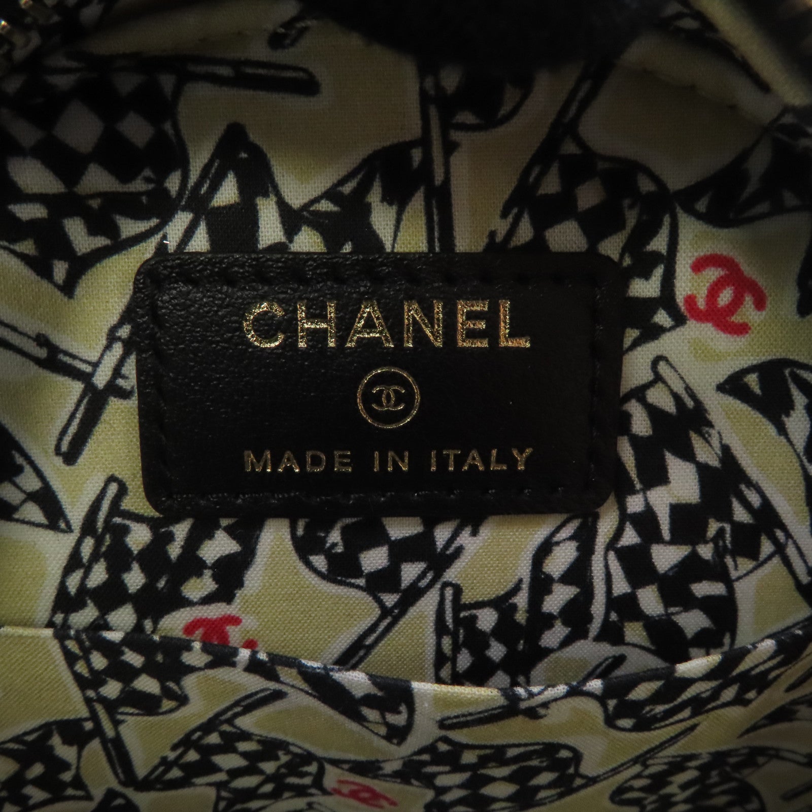 CHANEL 菱格Caviar皮革Chain Shoulder金扣鏈帶肩背袋黑色