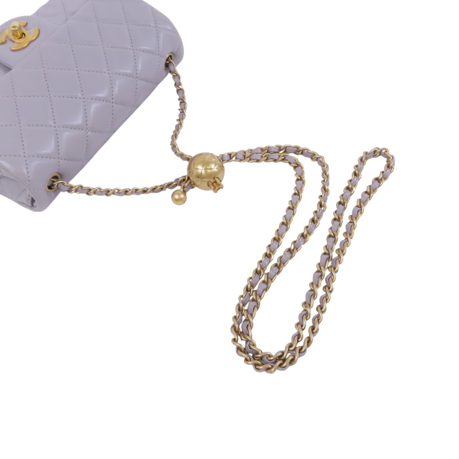 CHANEL 羊皮皮革Mini Classic 20金扣鏈帶肩背袋