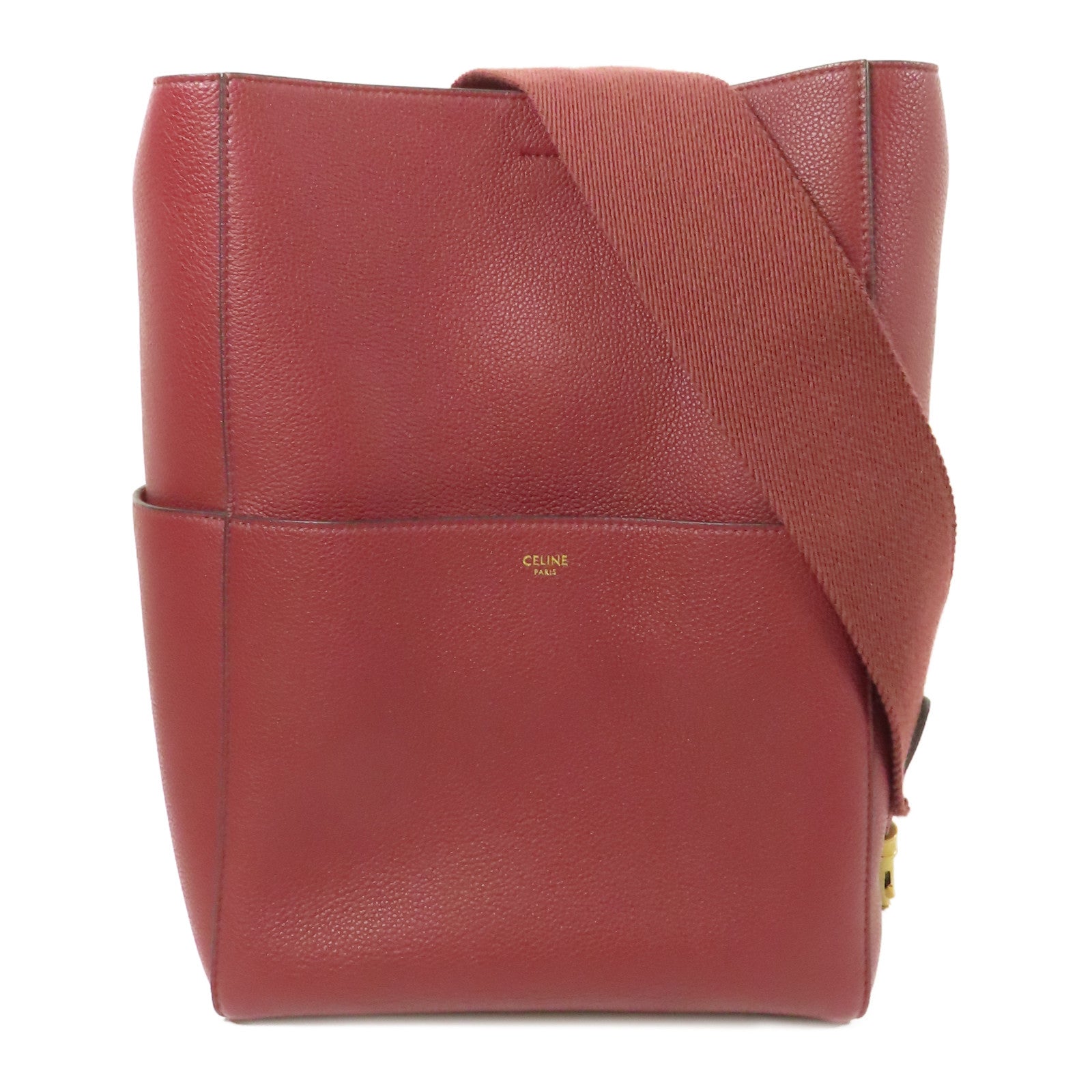CELINE 【激減優惠】牛皮皮革Sangle Bucket Bag金扣肩背袋