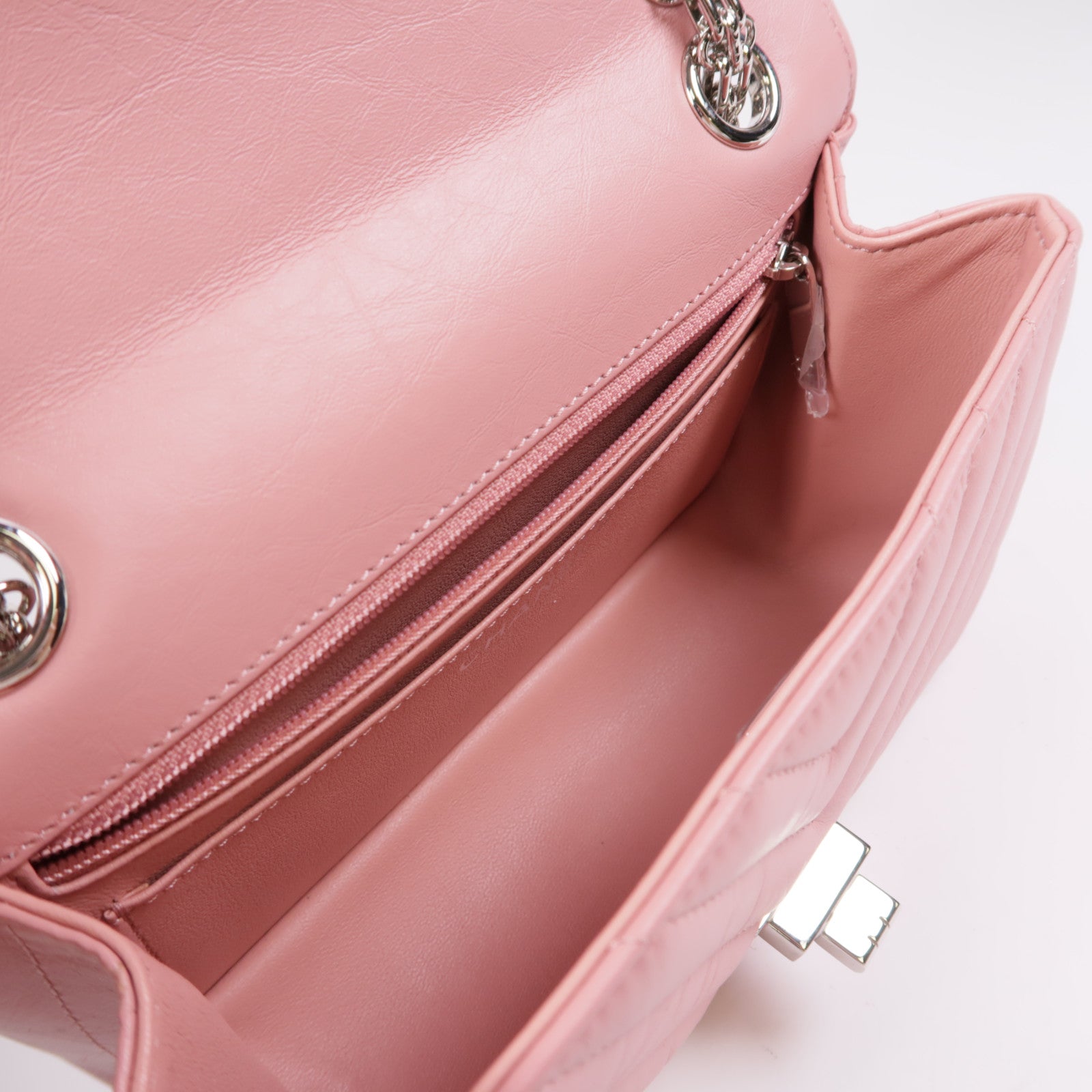 CHANEL 牛皮皮革Mini 2.55銀扣鏈帶肩背袋