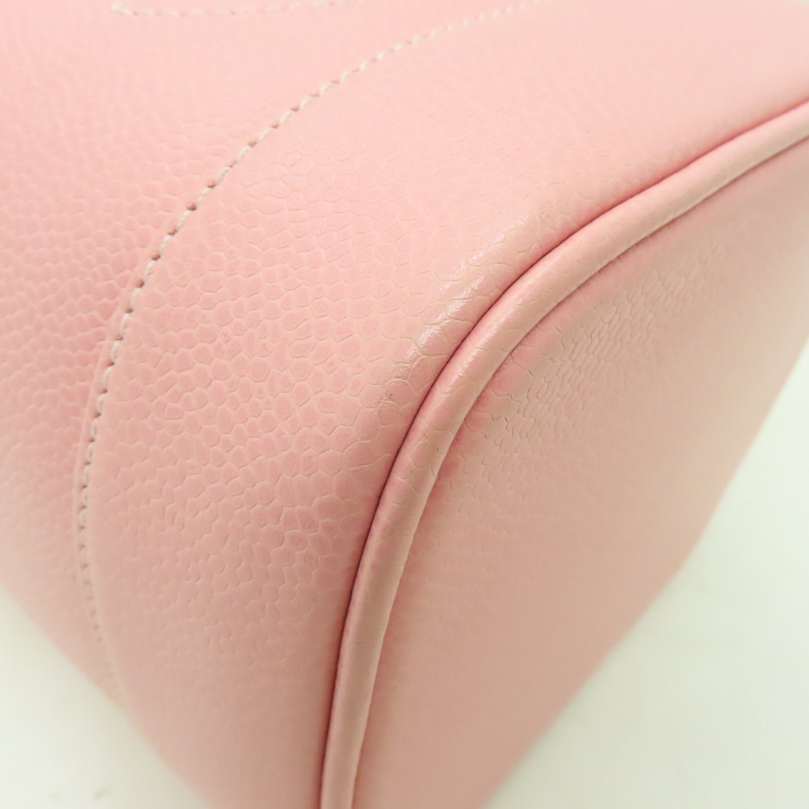 CHANEL 【清倉大減價】Caviar皮革Vanity Bag銀扣手挽袋粉紅色