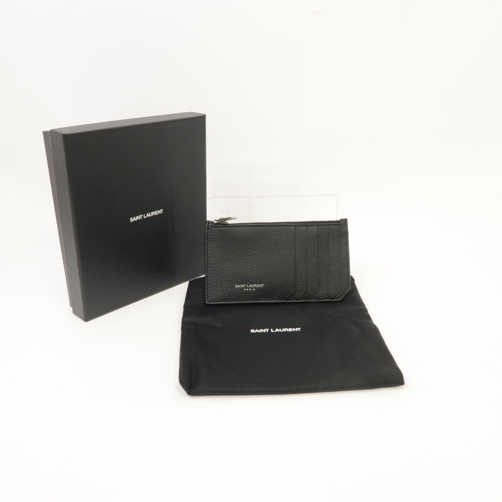 SAINT LAURENT 牛皮皮革Card Case銀扣卡片套黑色