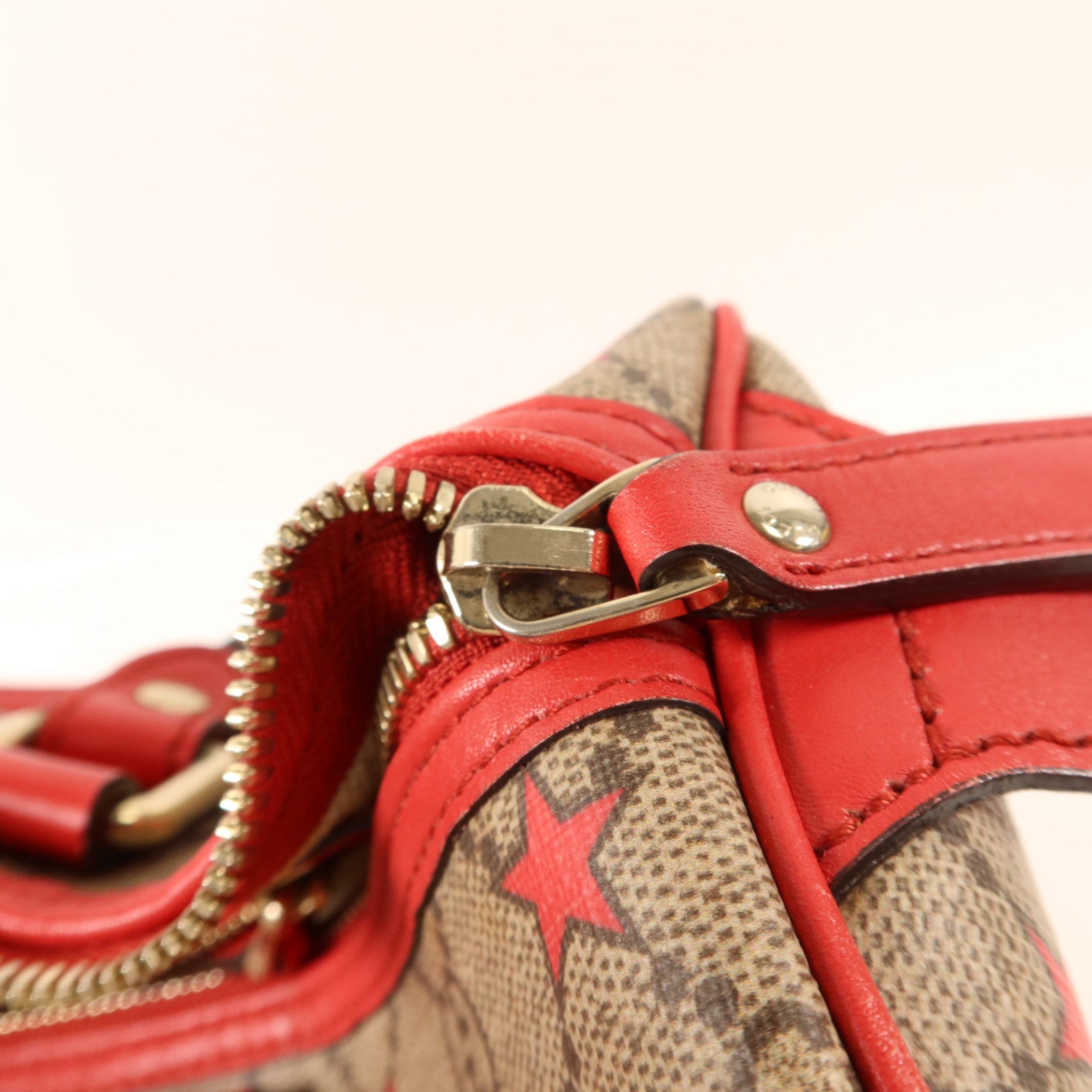 GUCCI 塗層帆布Boston Bag金扣手挽袋