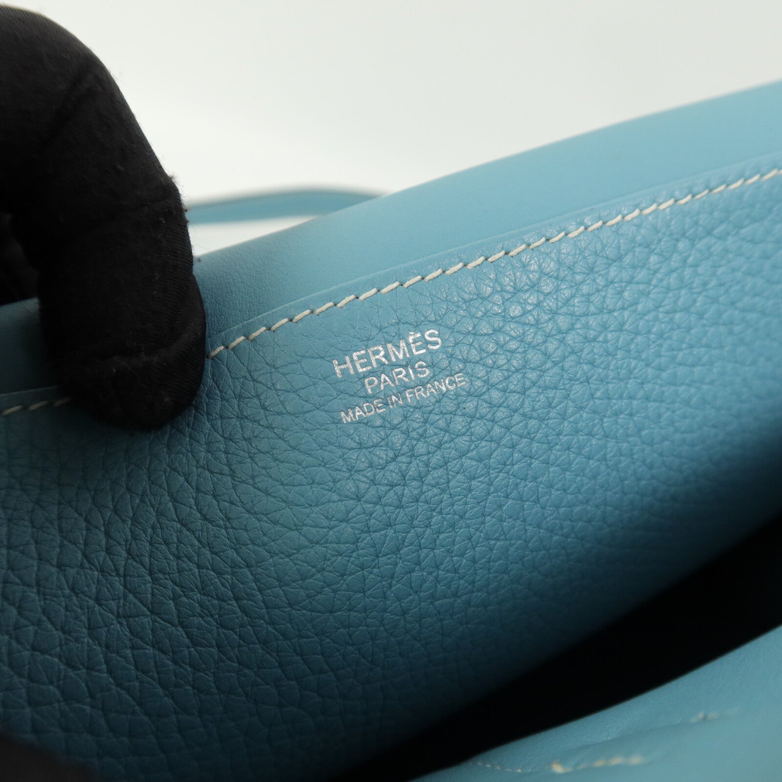 HERMES Clemence皮革Halzan 31手挽肩背兩用袋Blue Atoll