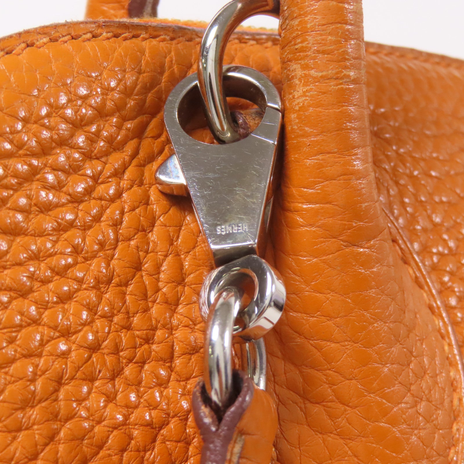HERMES Clemence皮革Bolide 31銀扣手挽肩背兩用袋Orange