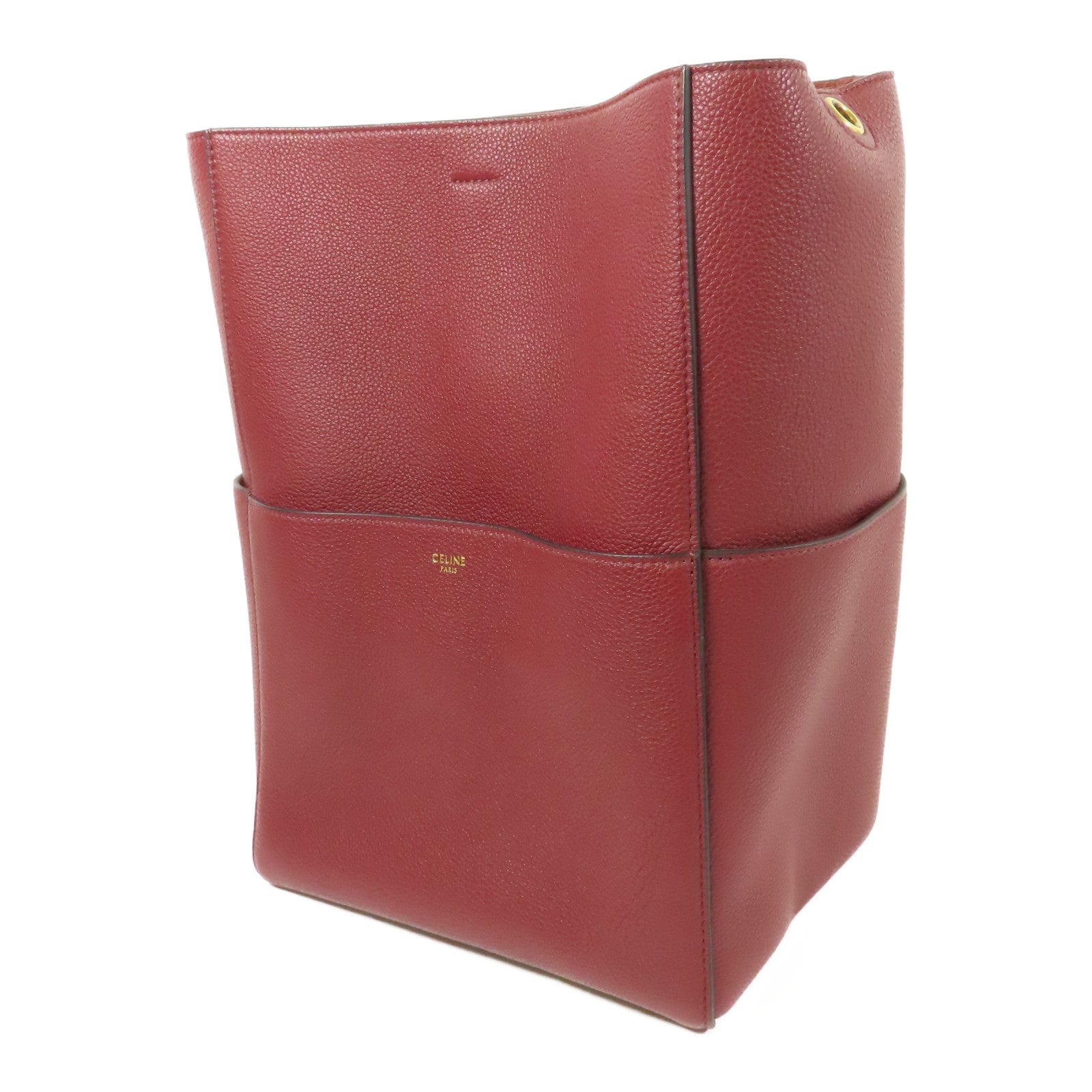 CELINE 【激減優惠】牛皮皮革Sangle Bucket Bag金扣肩背袋