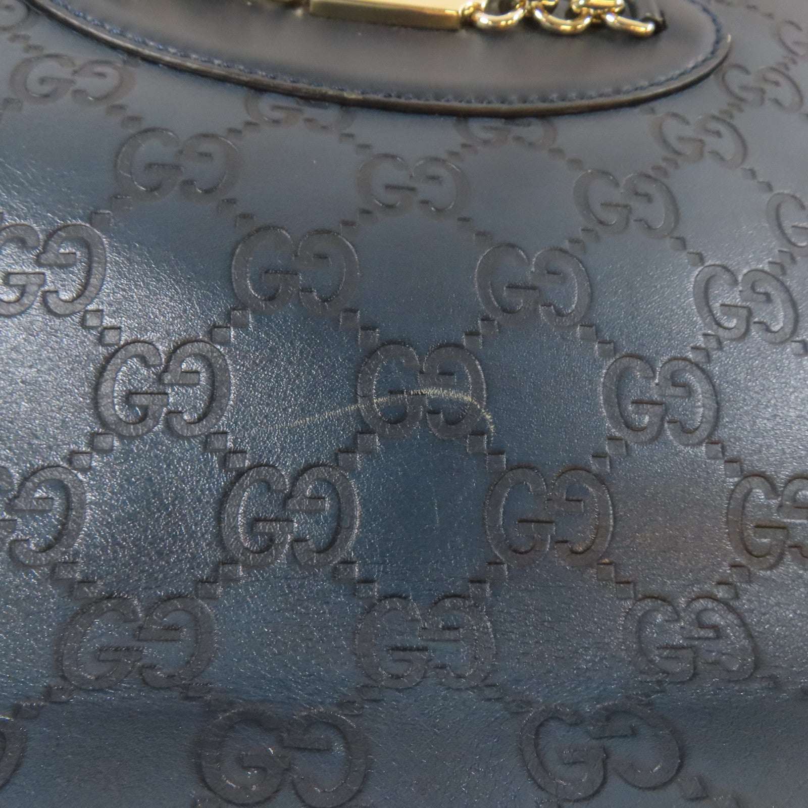GUCCI 牛皮皮革Shoulder Bag金扣肩背袋深藍色