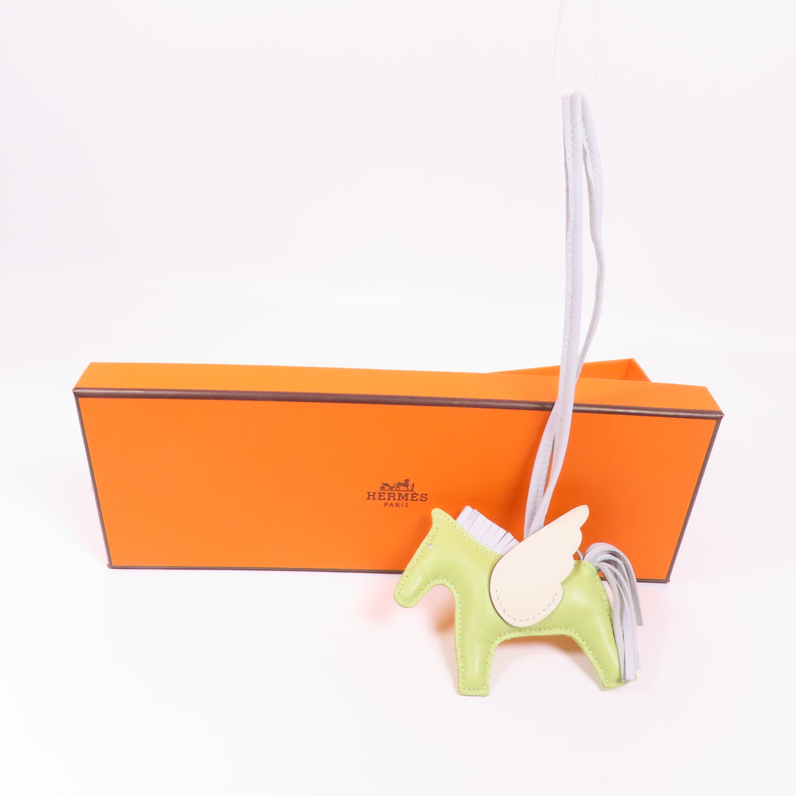 HERMES Milo/Swift皮革Rodeo Pegase PM掛飾3I Vert Criquet