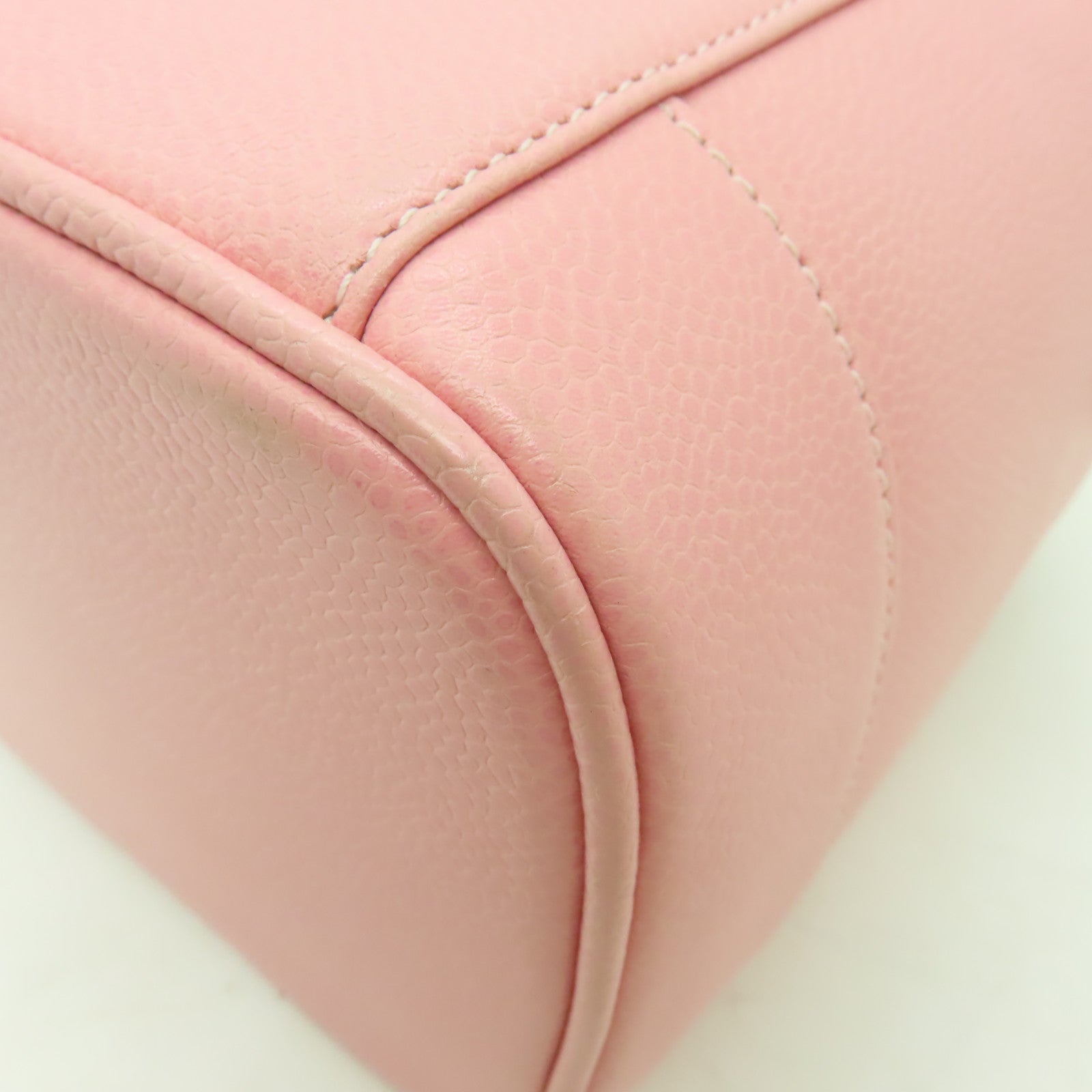 CHANEL 【清倉大減價】Caviar皮革Vanity Bag銀扣手挽袋粉紅色