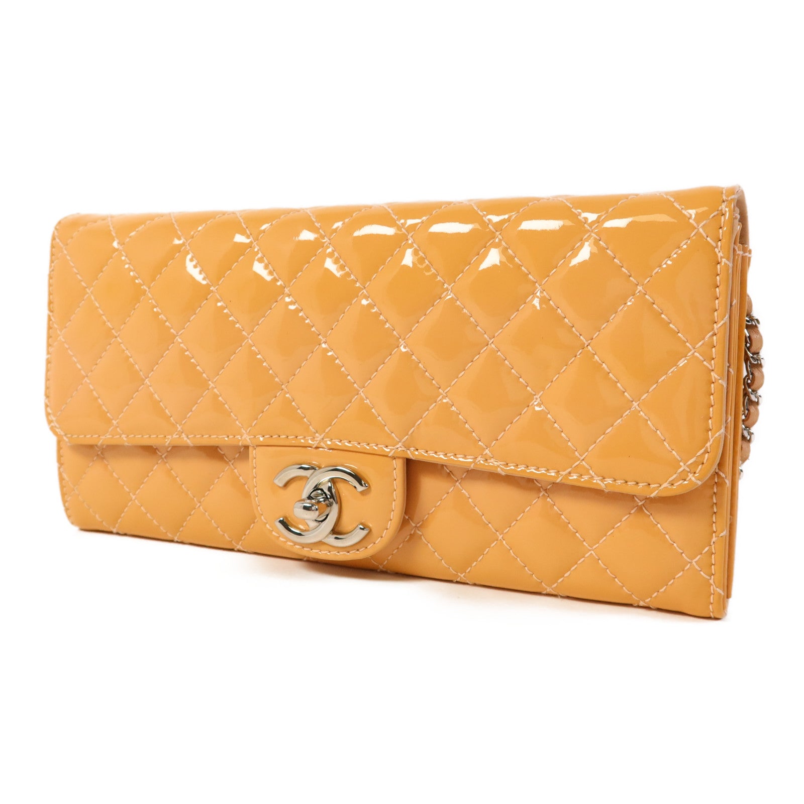 CHANEL 漆皮皮革Chain Shoulder Bag銀扣鏈帶肩背袋