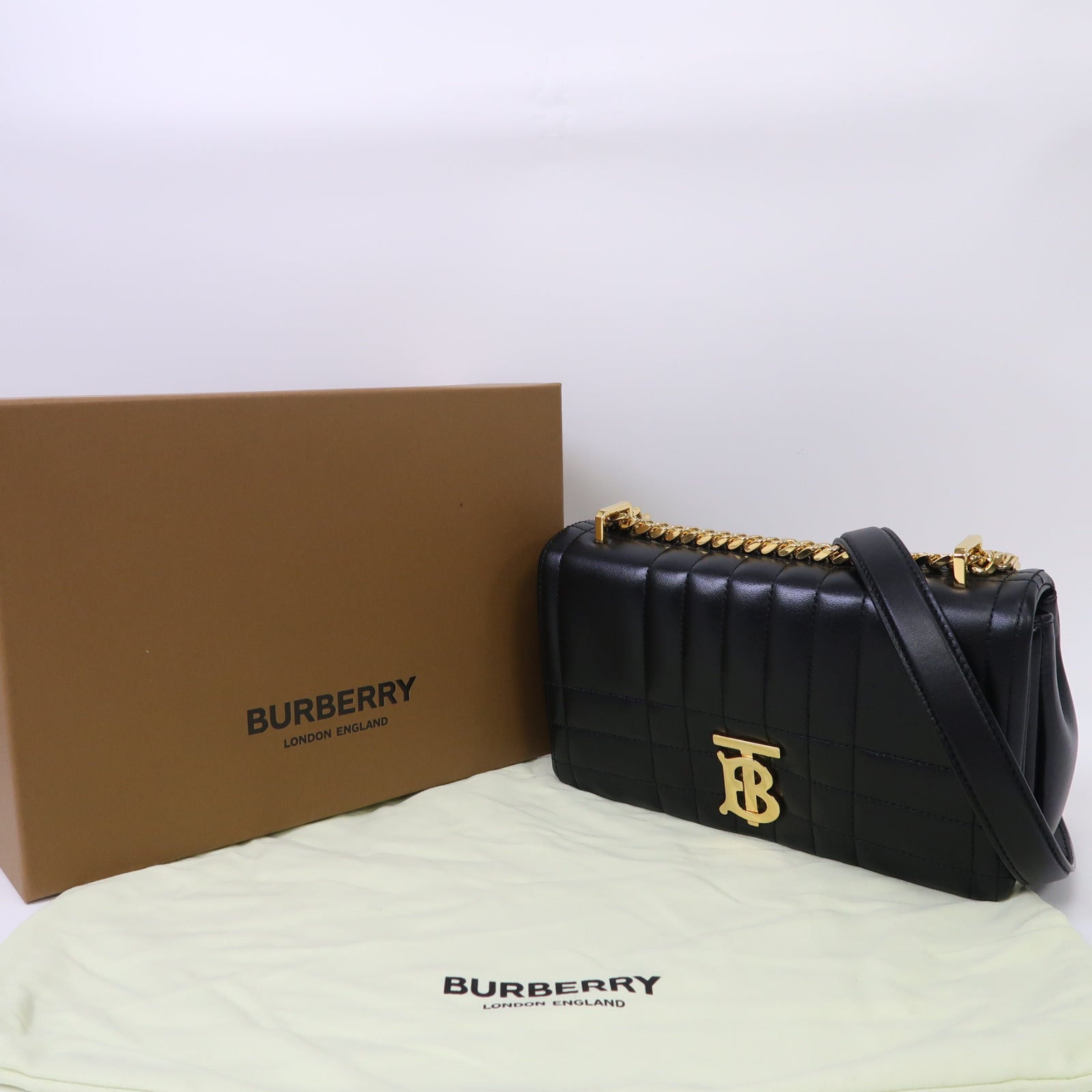 BURBERRY 羊皮皮革Small Lola Bag金扣鏈帶肩背袋黑色