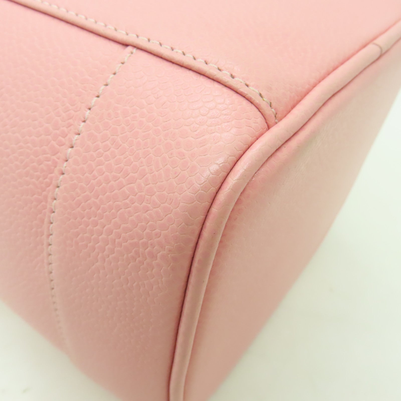 CHANEL 【清倉大減價】Caviar皮革Vanity Bag銀扣手挽袋粉紅色