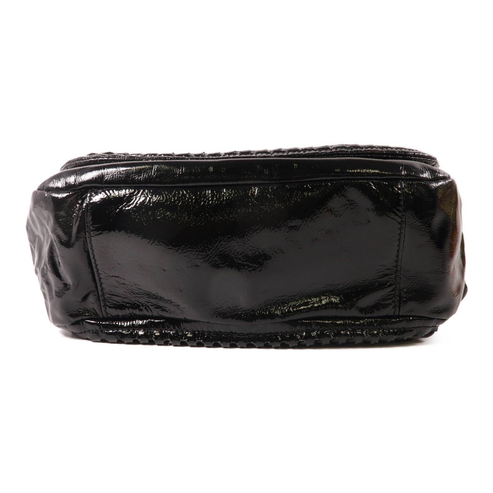 CHANEL CC Chain Shoulder Bag Patent Leather Black