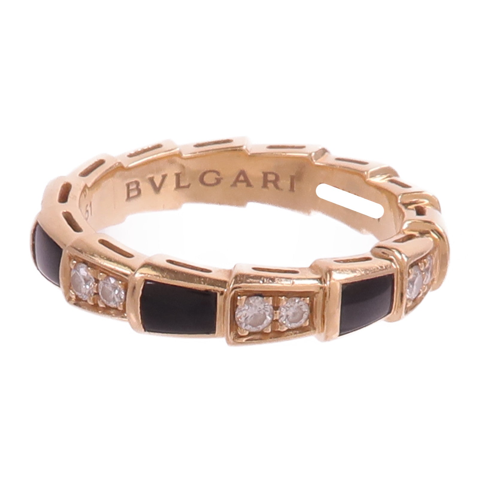 BVLGARI 18K玫瑰金Serpenti Viper Ring鑽石/戒指