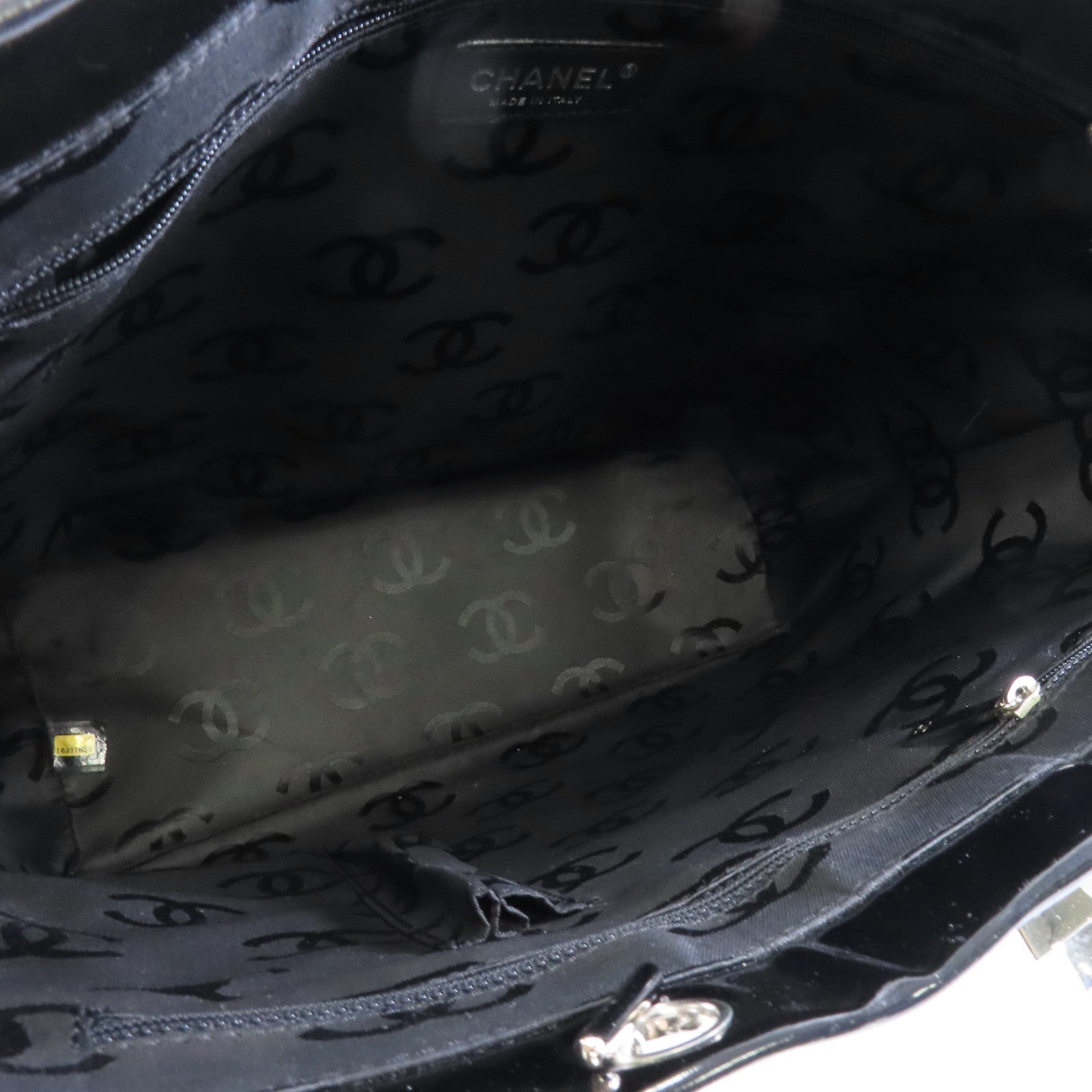 CHANEL 【激減優惠】馬毛/漆皮皮革Shoulder Tote銀扣肩背袋黑色