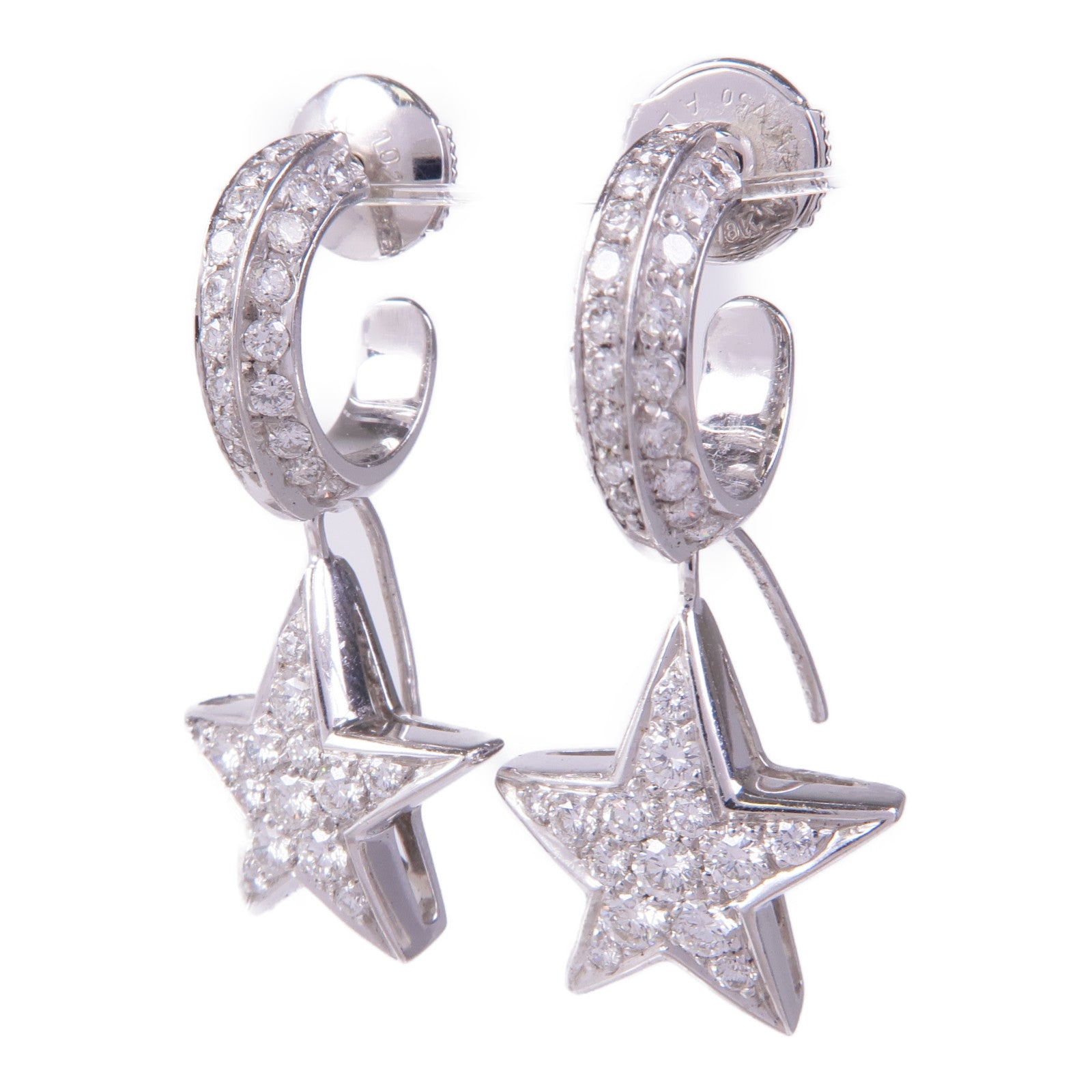 CHANEL 18K白金Etoile Mini-Hoops Diamond Earrings鑽石耳環