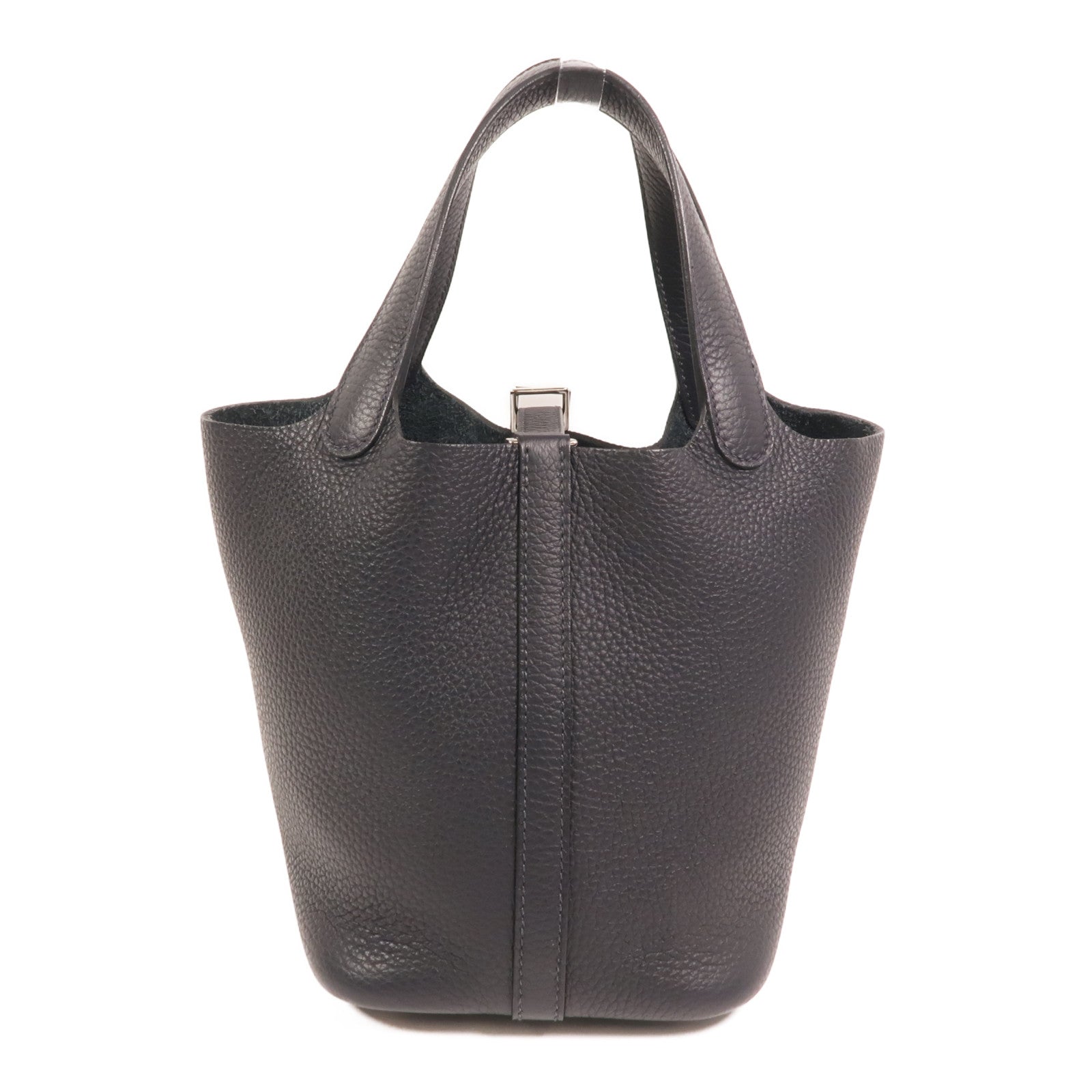 HERMES Clemence皮革Picotin PM銀扣手挽袋Bleu Nuit