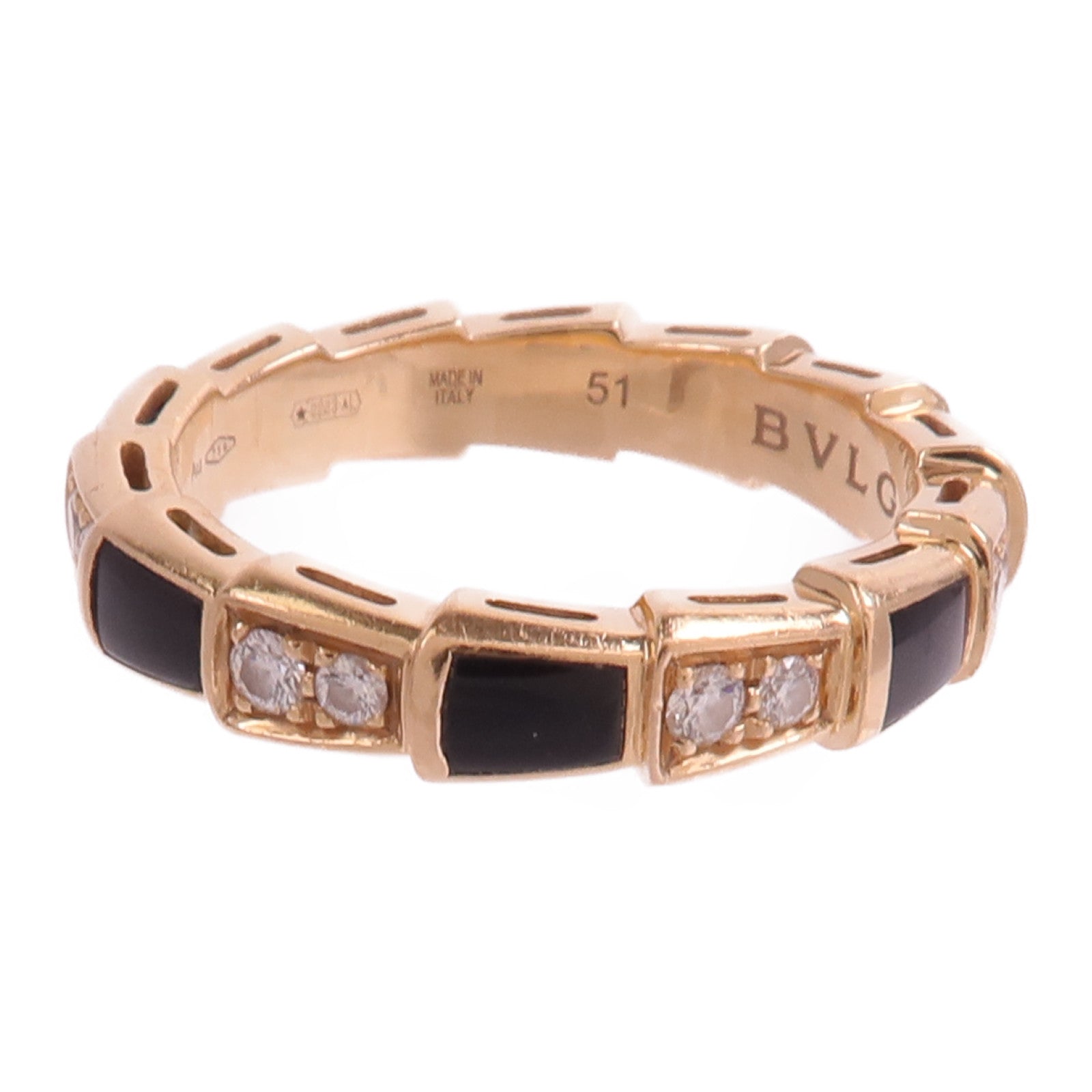 BVLGARI 18K玫瑰金Serpenti Viper Ring鑽石/戒指