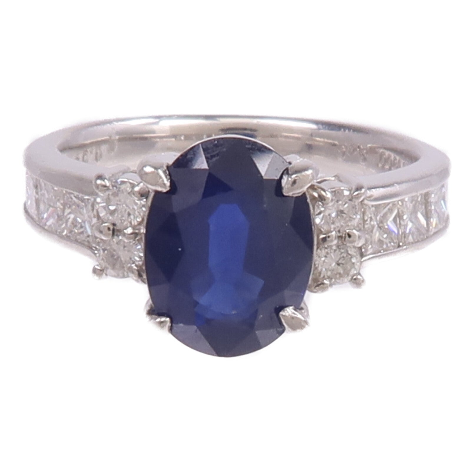 JEWELRY PT900鉑金Sapphire Diamond Ring藍寶石/鑽石戒指US#6.25