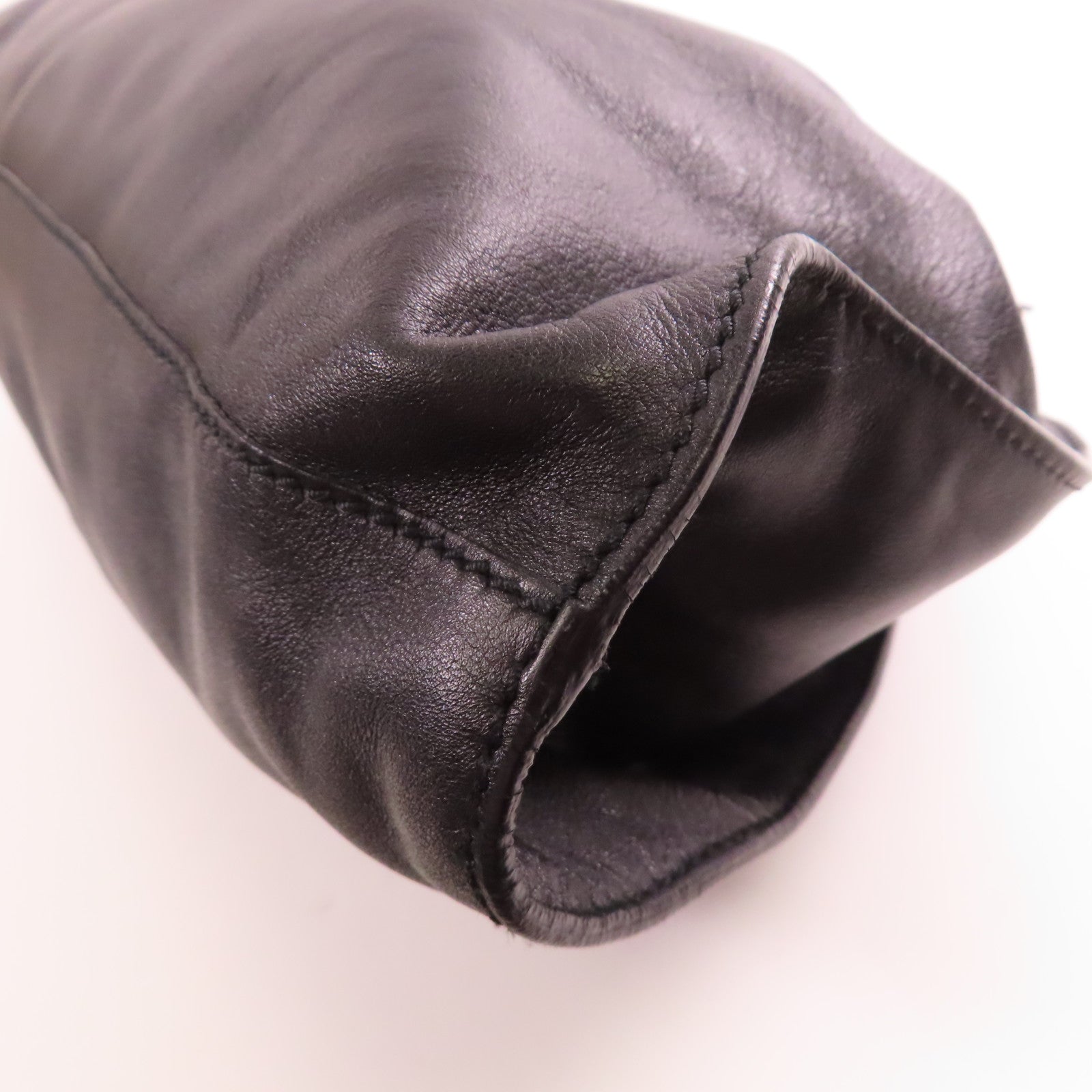 GUCCI GG SHW Hand Bag Calfskin Leather 76554 Black