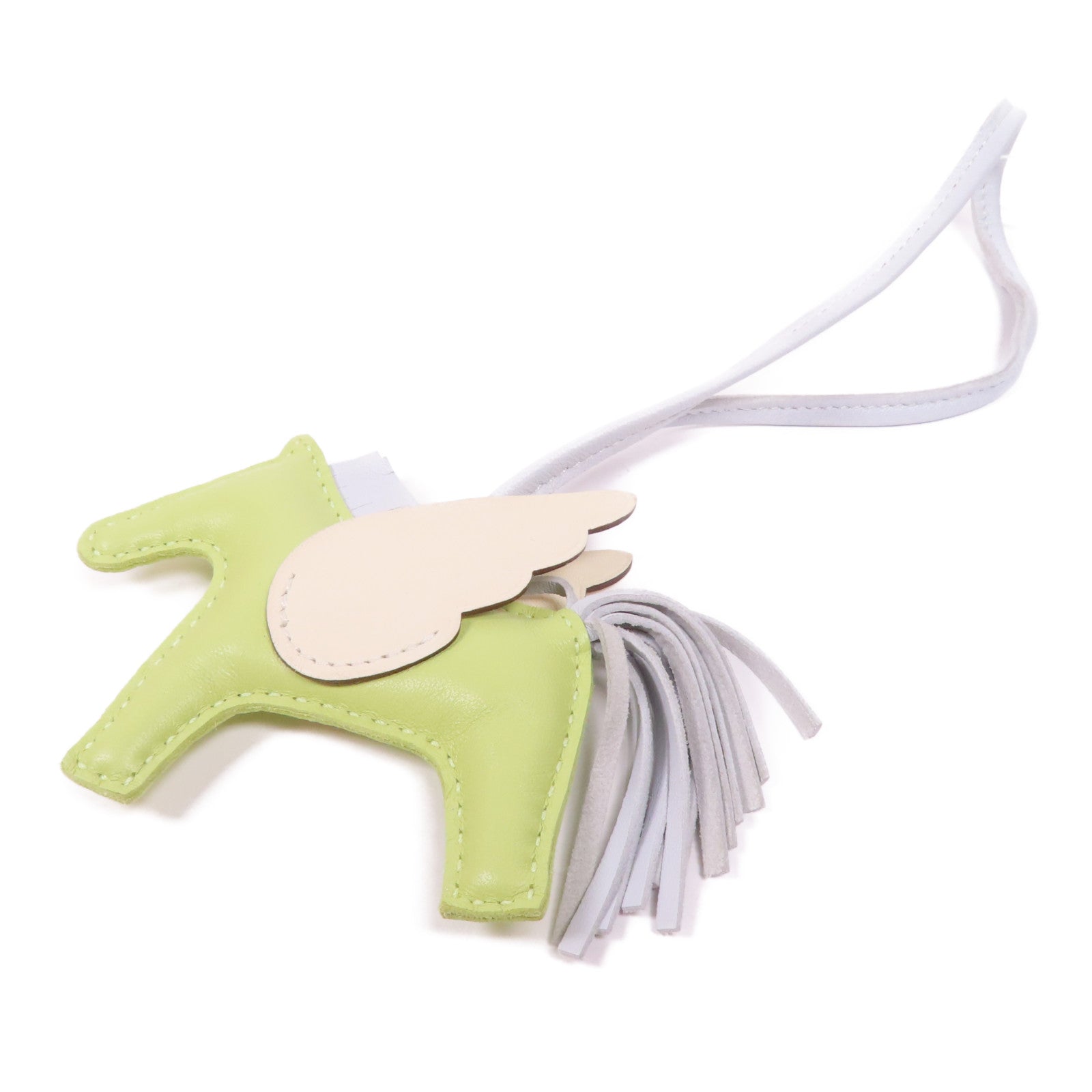 HERMES Milo/Swift皮革Rodeo Pegase PM掛飾3I Vert Criquet