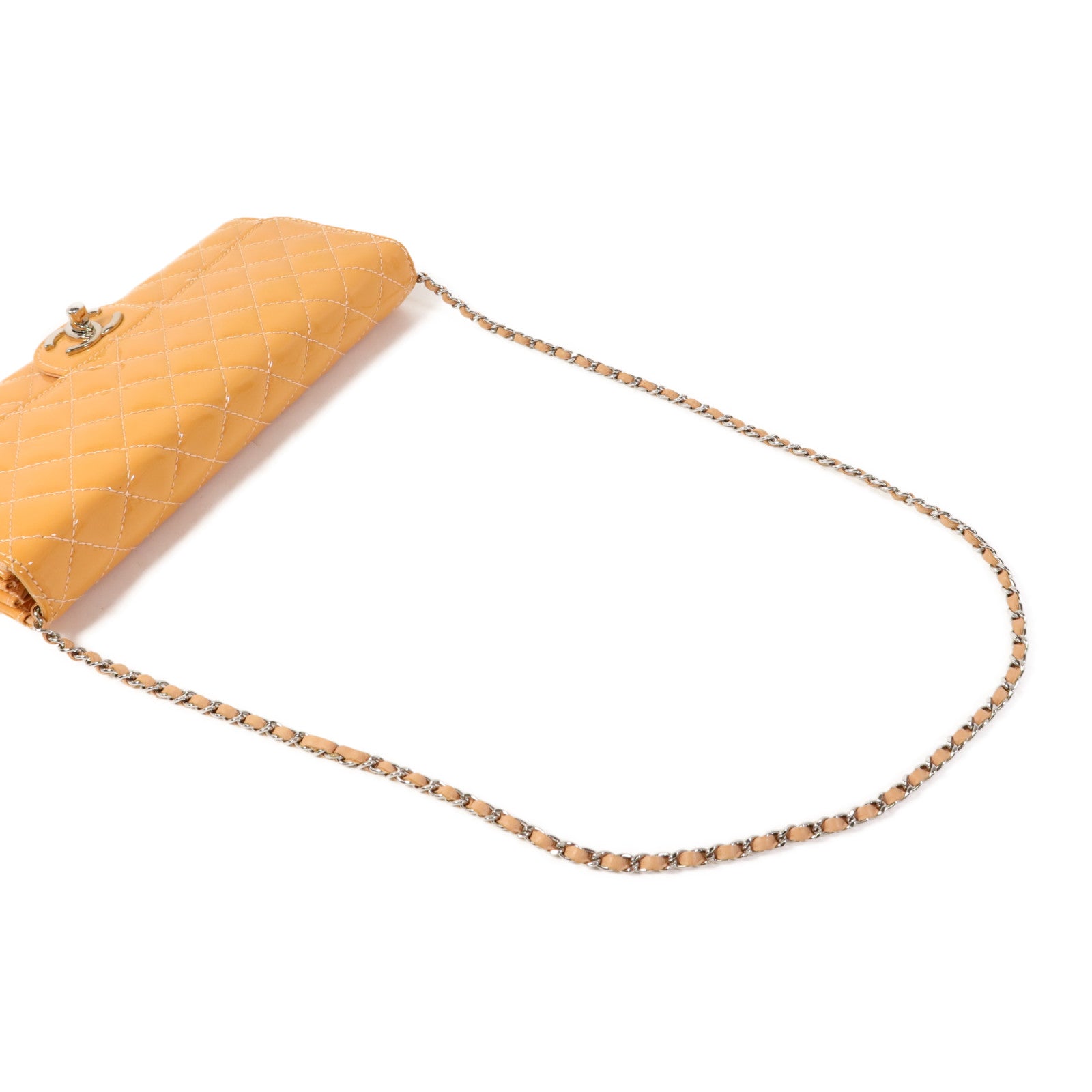 CHANEL 漆皮皮革Chain Shoulder Bag銀扣鏈帶肩背袋