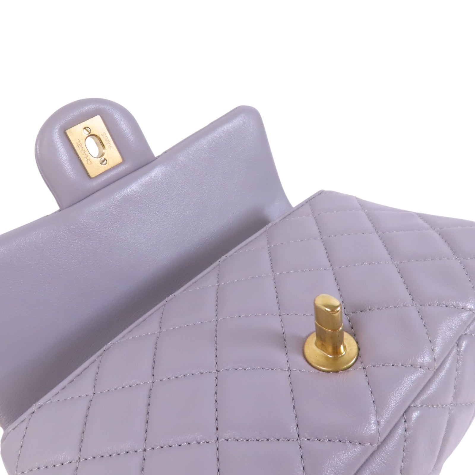 CHANEL 羊皮皮革Mini Classic 20金扣鏈帶肩背袋