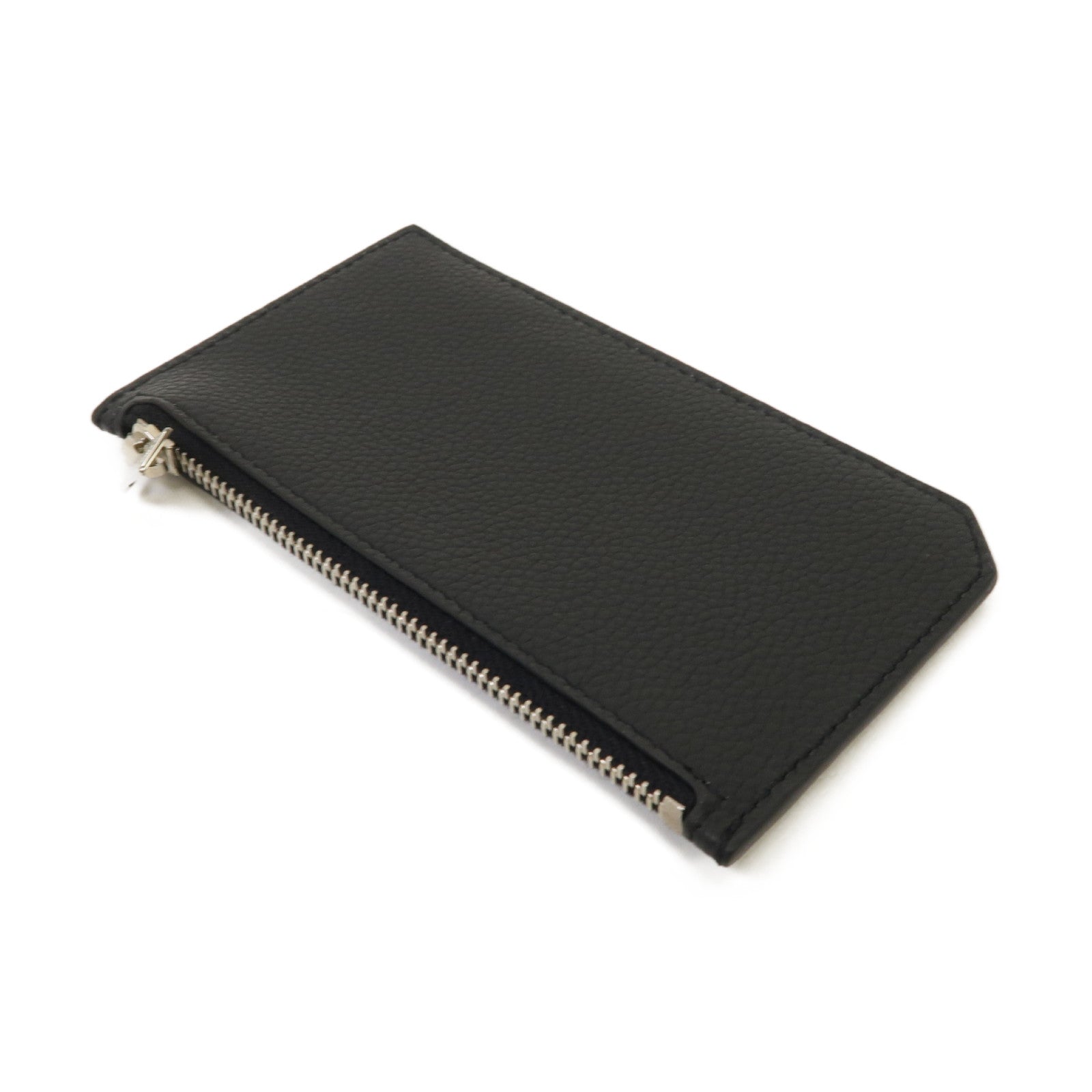 SAINT LAURENT 牛皮皮革Card Case銀扣卡片套黑色