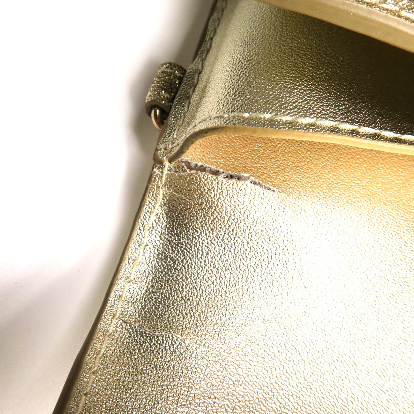 ANTEPRIMA GHW 2 Way Phone Holder Bag Calfskin Leather Gold