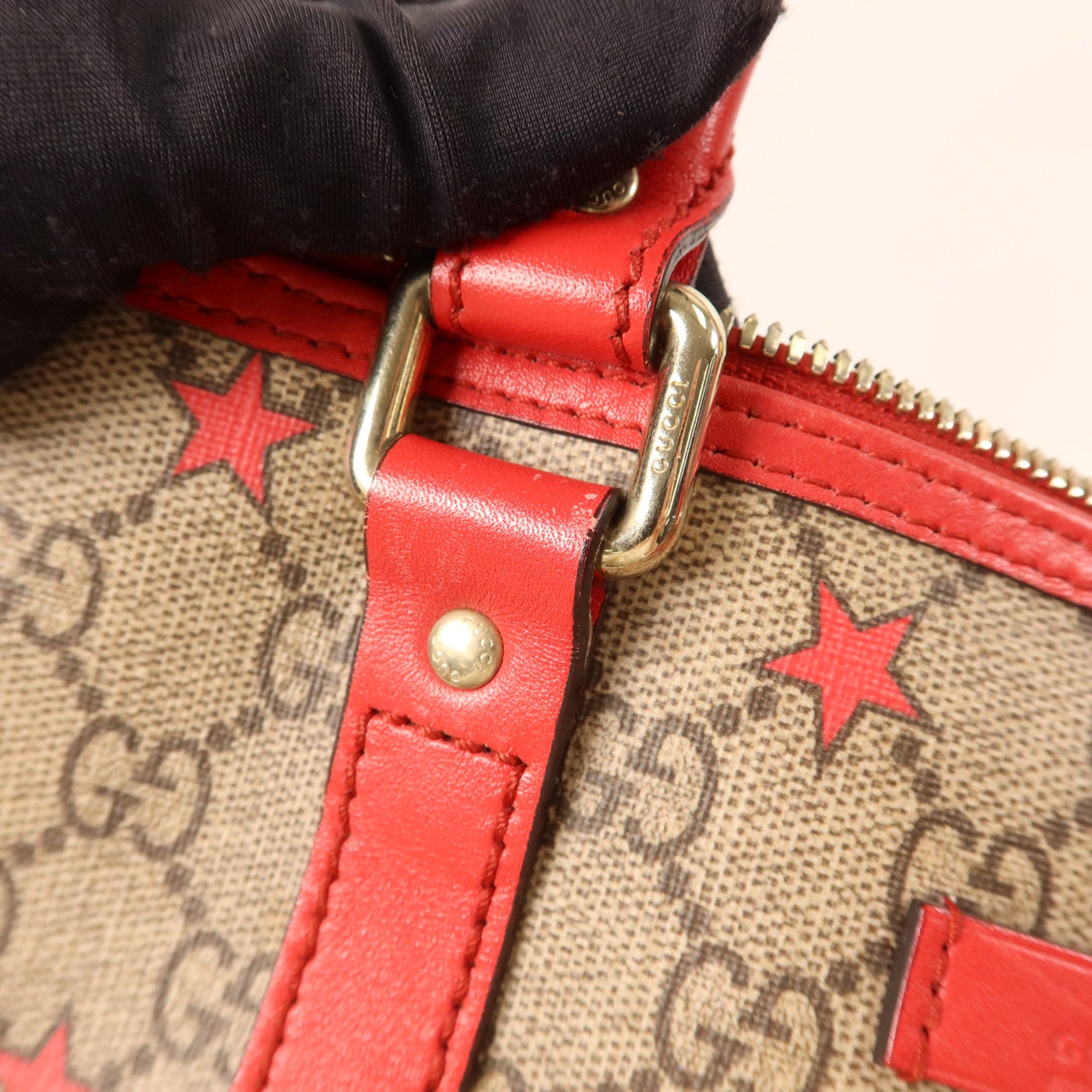 GUCCI 塗層帆布Boston Bag金扣手挽袋