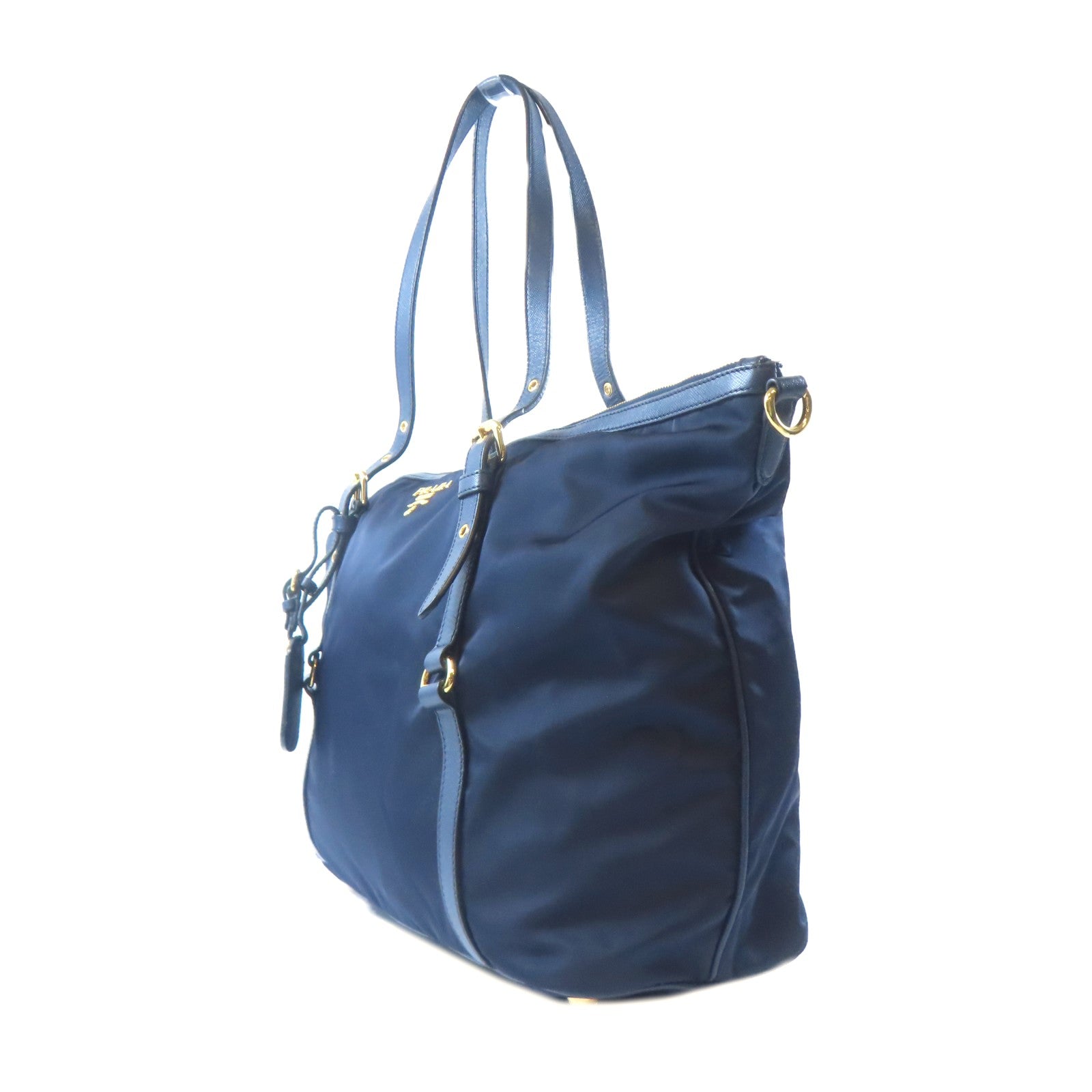 PRADA 尼龍Shoulder Bag金扣手挽肩背兩用袋深藍色