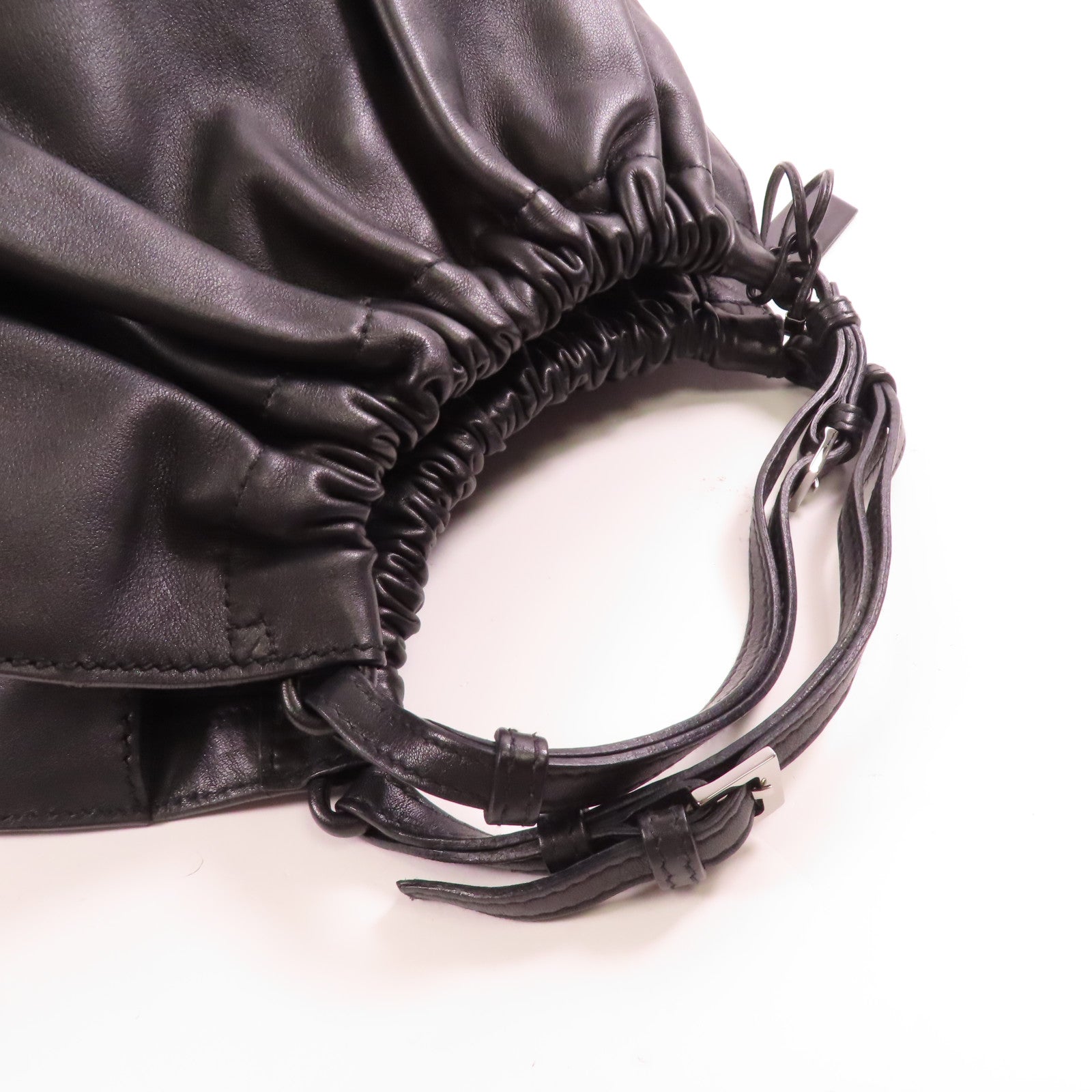 GUCCI GG SHW Hand Bag Calfskin Leather 76554 Black