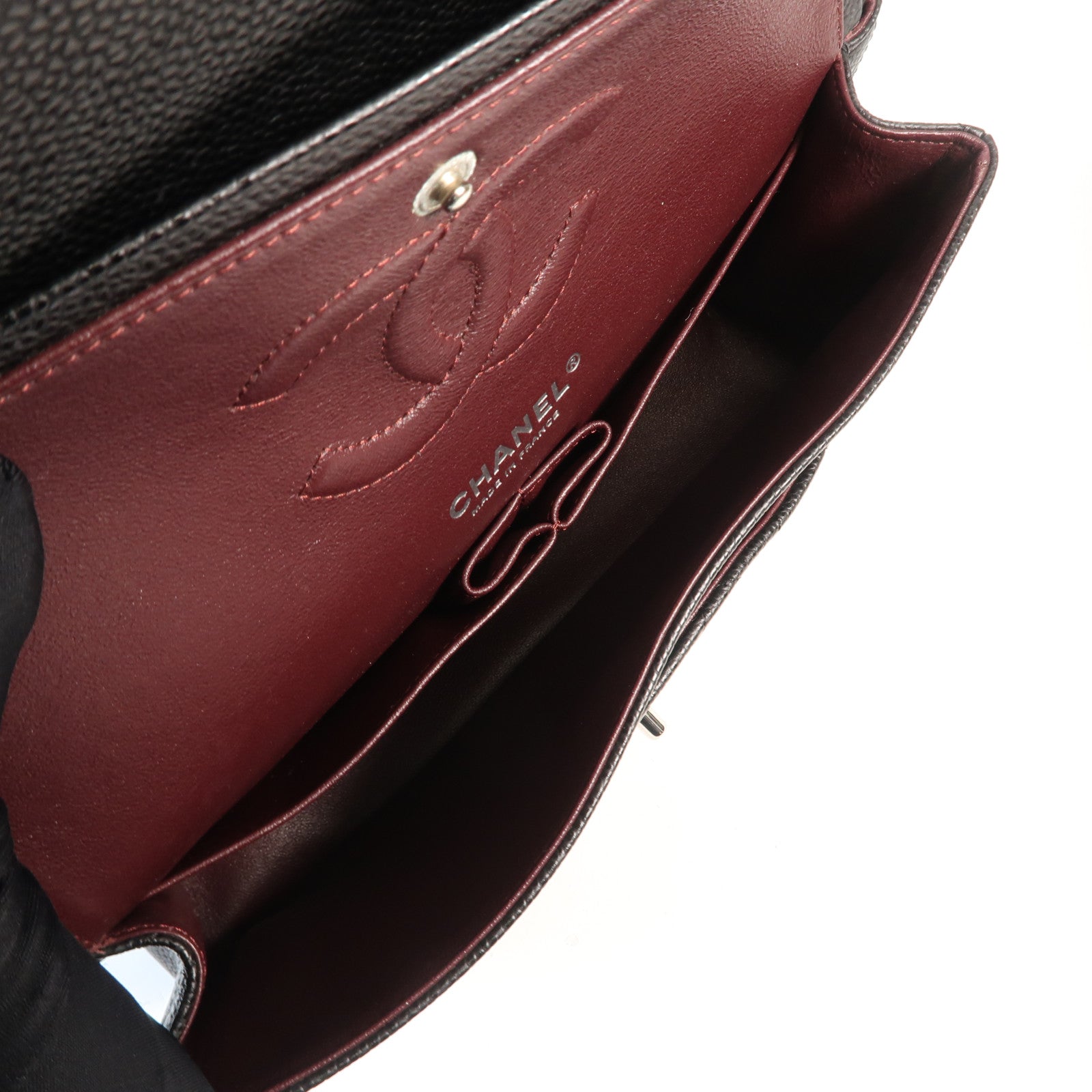 CHANEL 牛皮皮革Classic 25銀扣鏈帶肩背袋